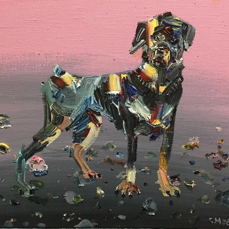David Choe Mixed Media Dog — David Choe