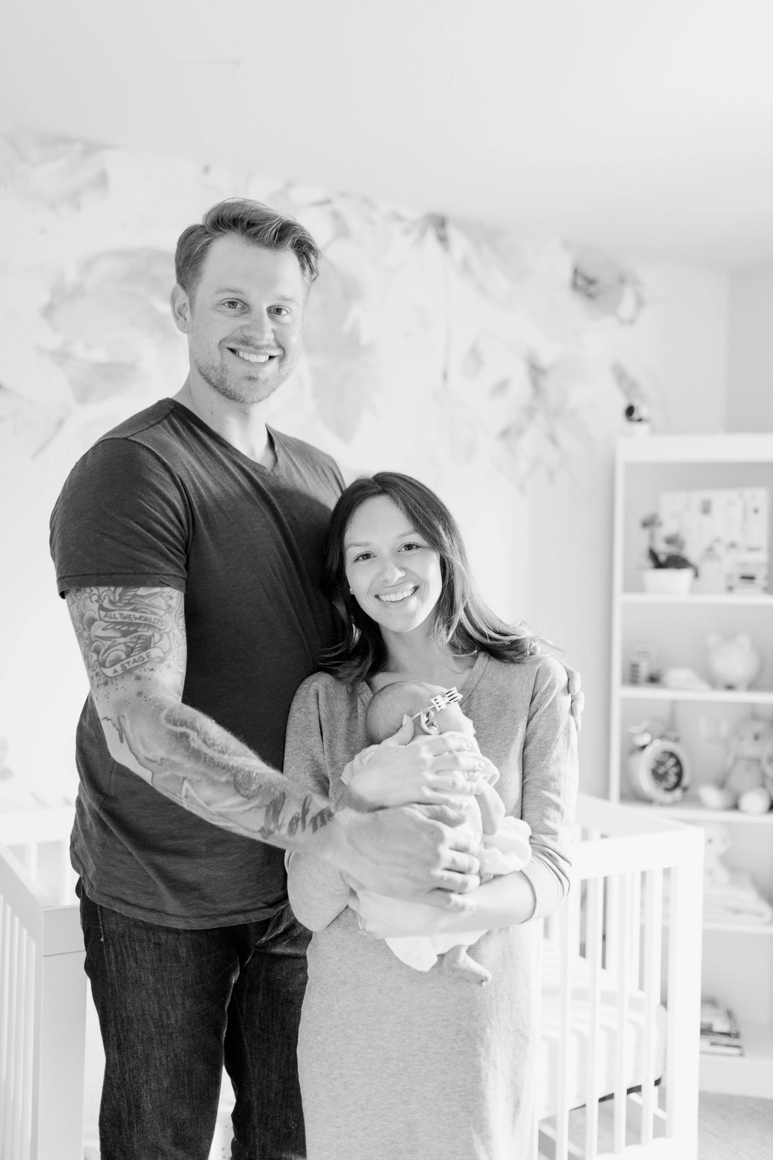 vanessa wyler waukesha newborn photography lifestyle floral nursery wallpaper