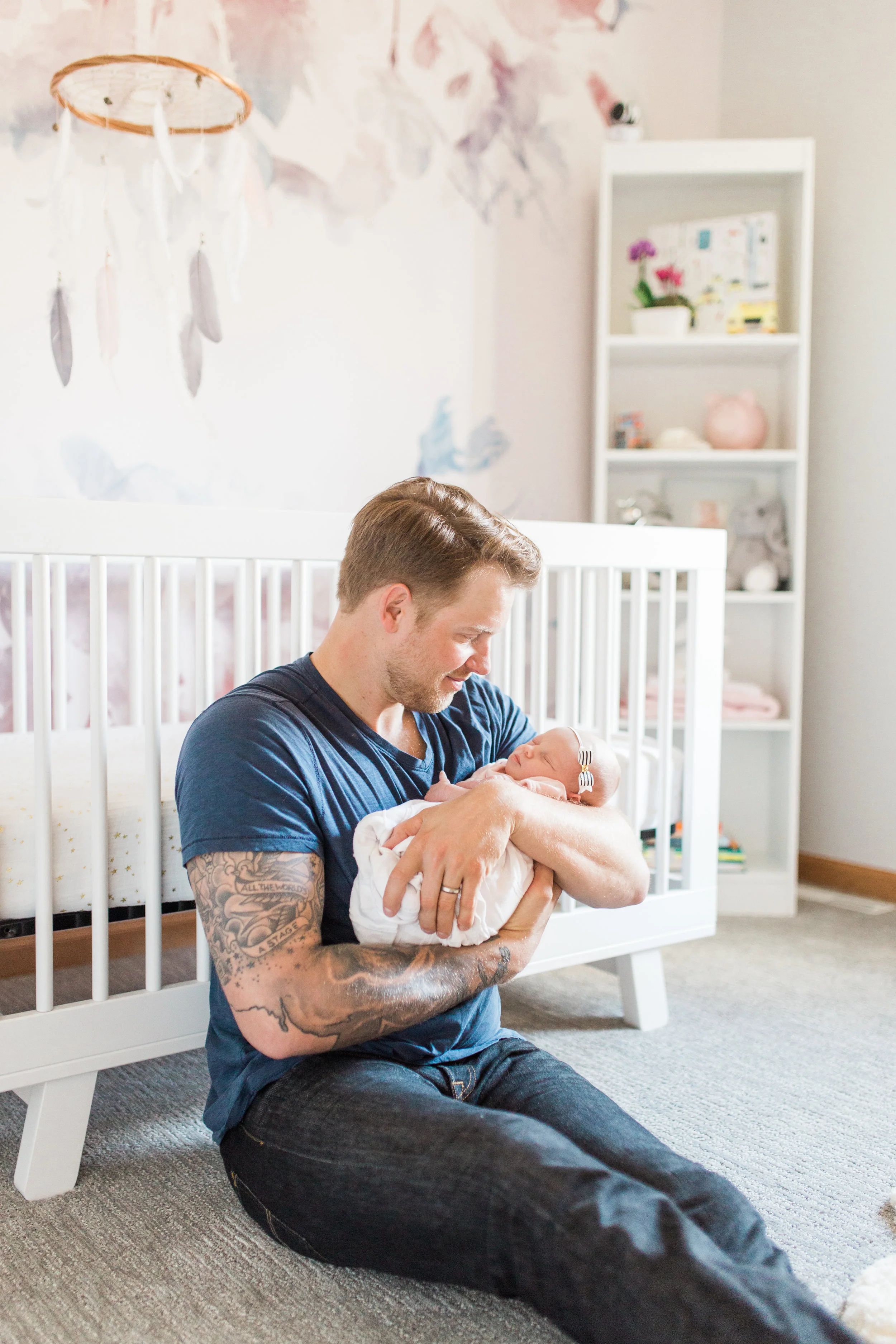 vanessa wyler waukesha newborn photography lifestyle floral nursery wallpaper