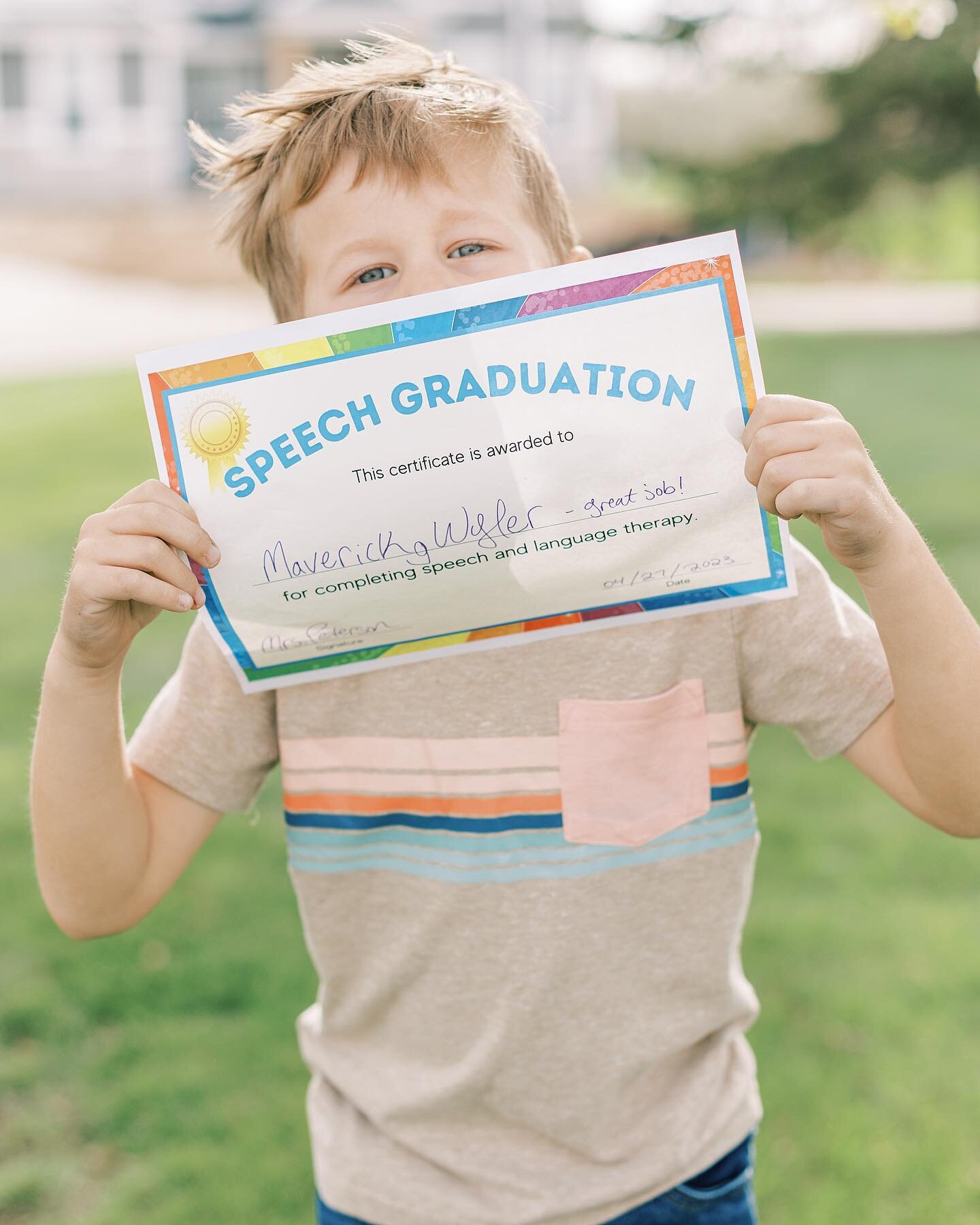 Big week for Mav last week&hellip; he graduated Speech! He originally started when he was 2 because he was a late talker, then worked on some speech sounds when he got to school, and now he won&rsquo;t stop talking our ears off! So proud of this kid 