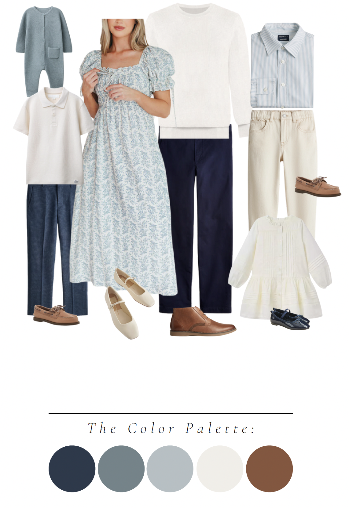 what to wear for spring family photos - light blues