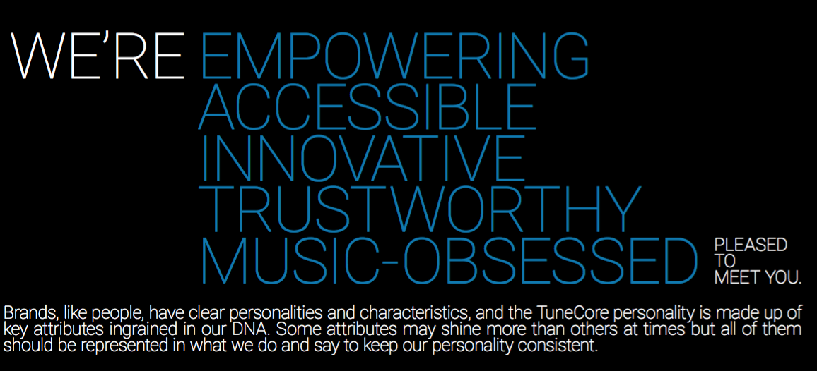 TuneCore global brand guide / attributes . See more