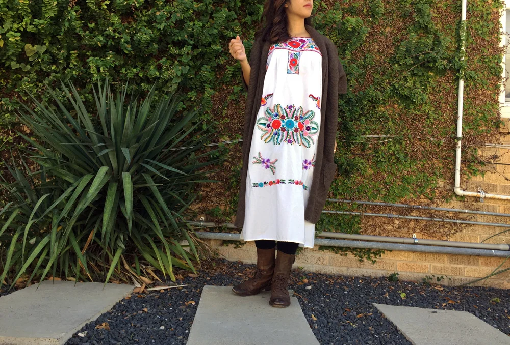 Sweater and Dress: Vintage | Comfty leggings from Target | Shoes: All Saints