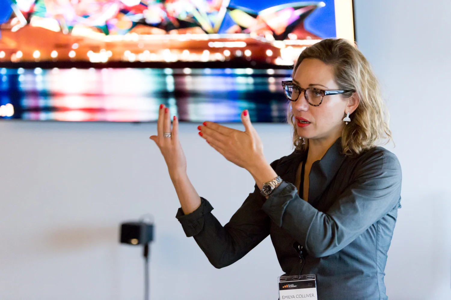 Art Pharmacy Consulting's Emilya Colliver leading a seminar on Creative place making