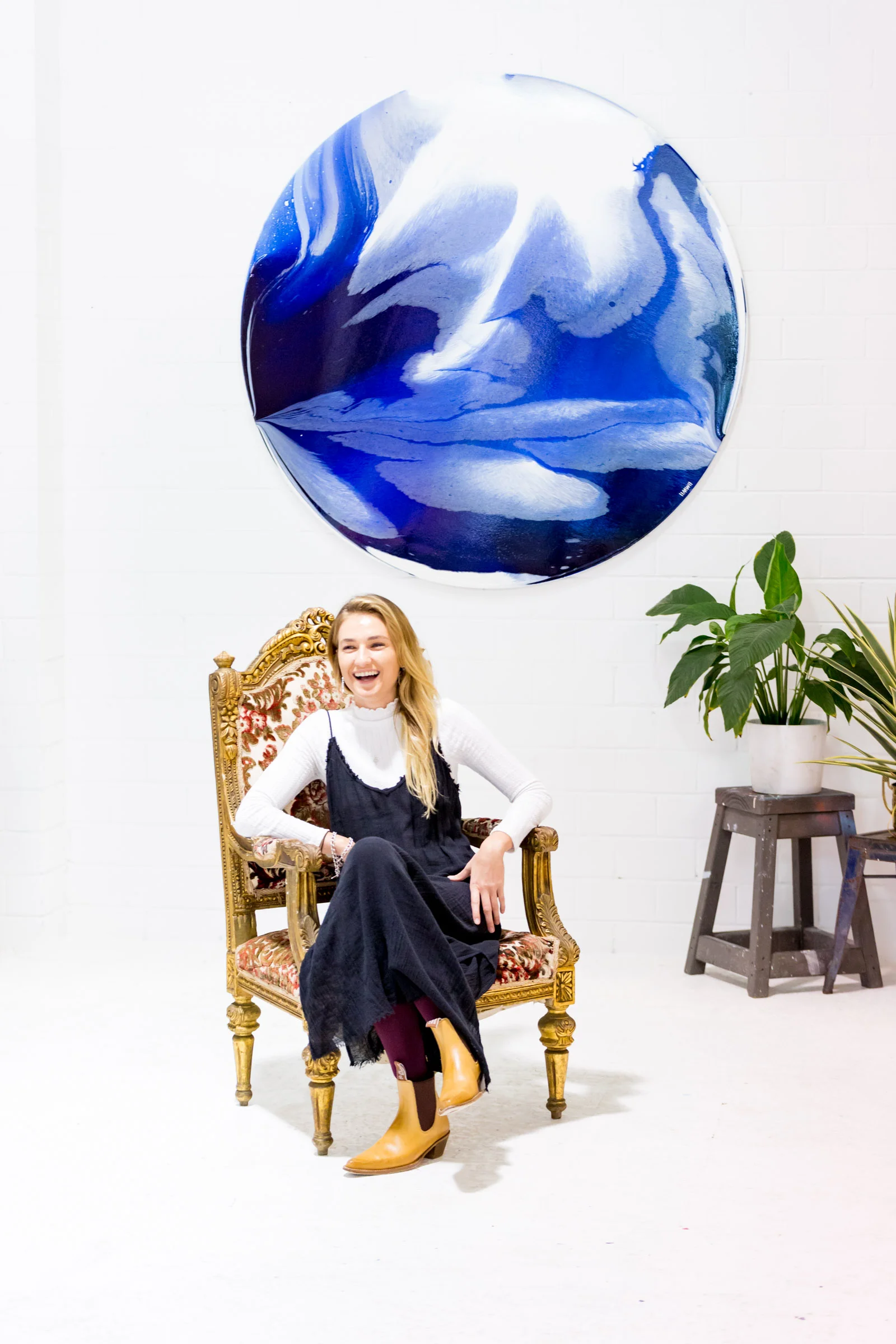 Art Pharmacy artist, Ingrid Wilson with her works