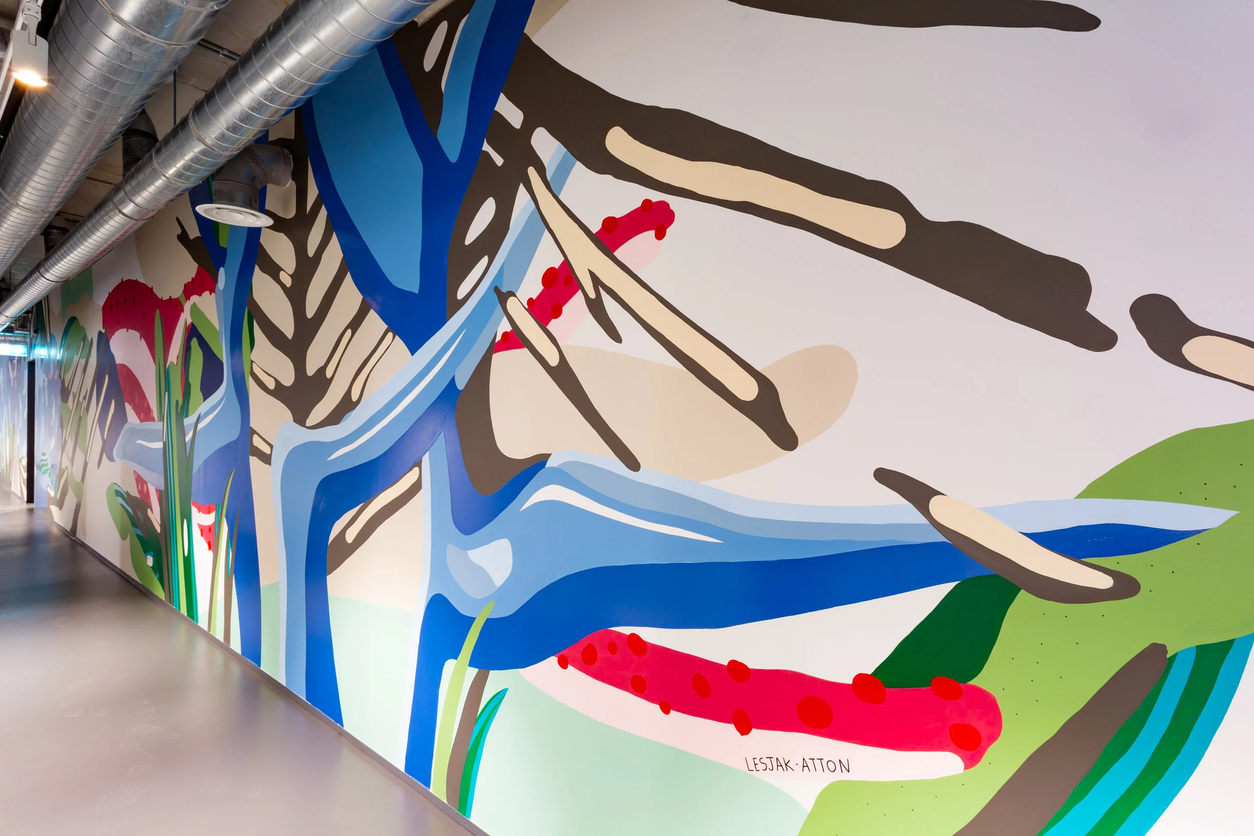 Murals by James Lesjak-Atton at Kafnu. Credit: Art Pharmacy Consulting