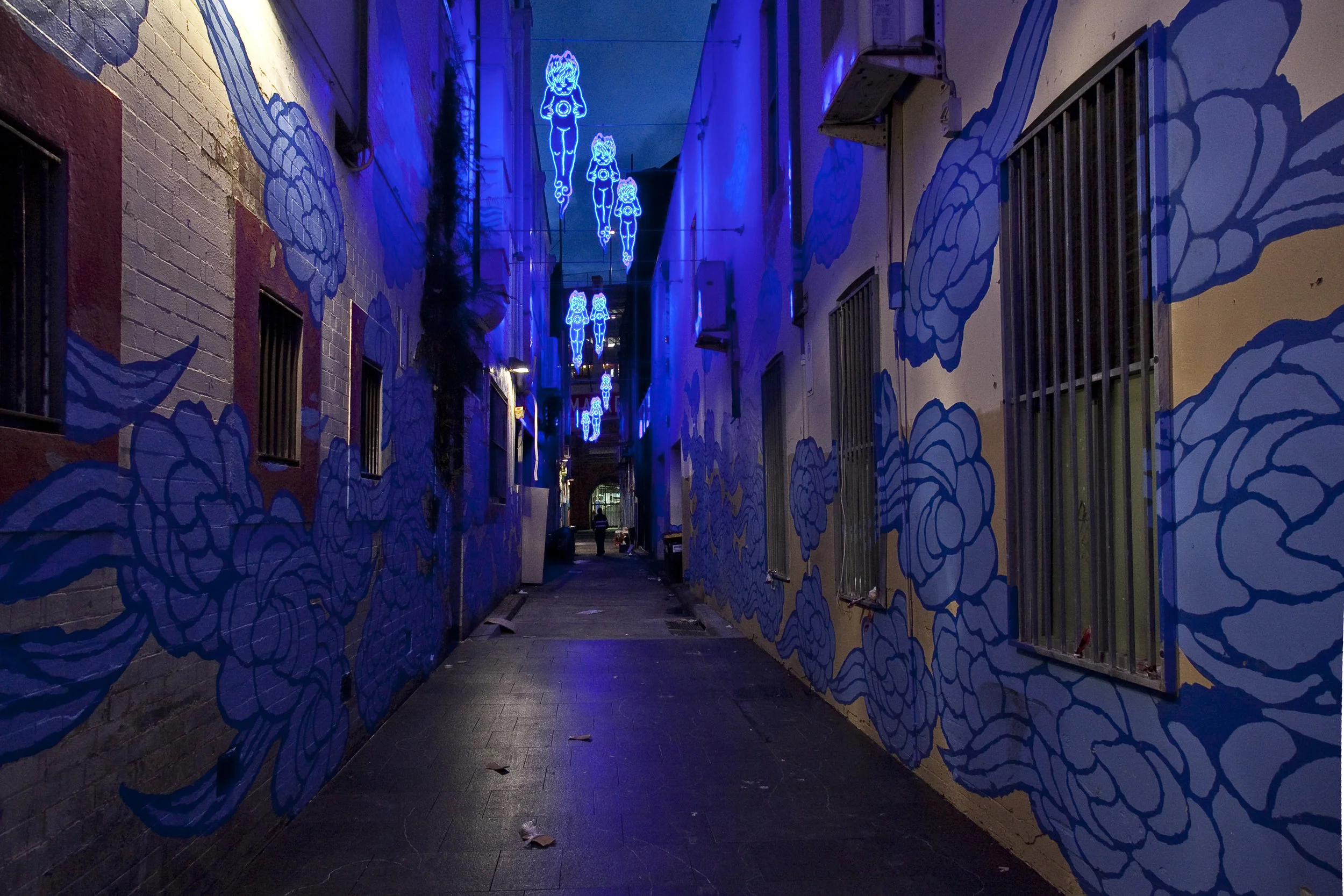 Jason Wing’s Between Two Worlds” in Kimber Lane in the heart of Chinatown. Image Credit: Art Pharmacy Consulting.