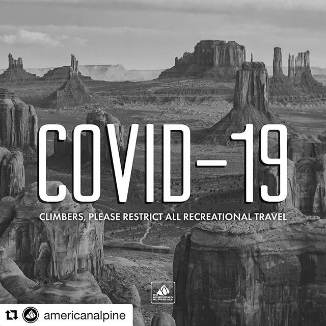 #Repost @americanalpine with @get_repost
・・・
Friends, We're concerned about transmission of COVID-19 to rural or gateway communities. These remote towns often have limited access to medical facilities and their closely-knit, interconnected social str
