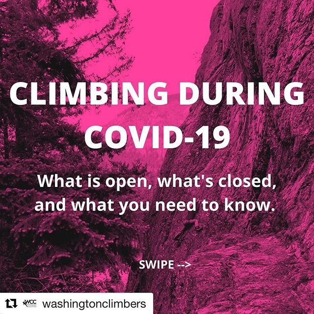 #Repost @washingtonclimbers - check out their full post for more info ・・・
What will climbing look like after the Stay Home order is lifted, and what we can do as a community to recreate safely without putting human lives and climbing access at risk? 