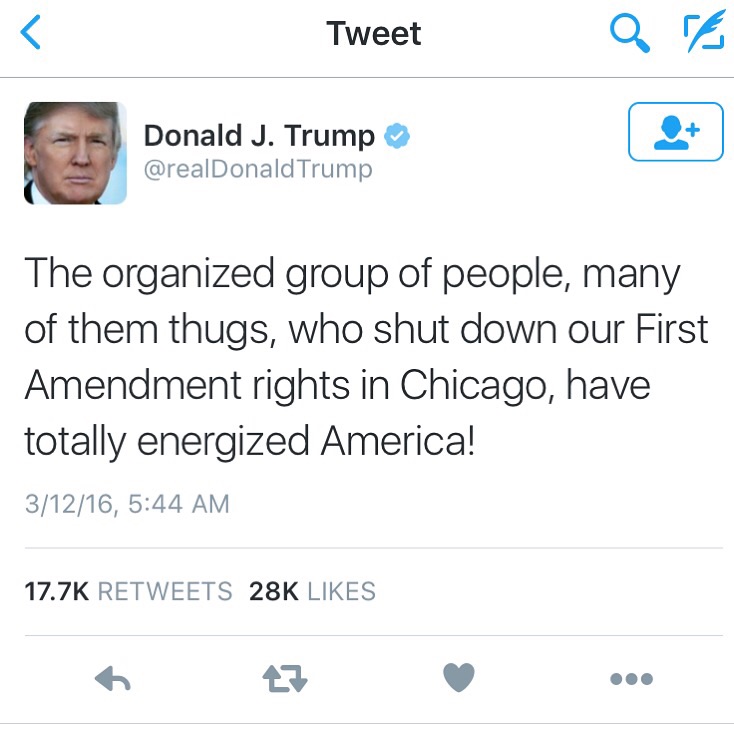 Donald Trump's Response via twitter