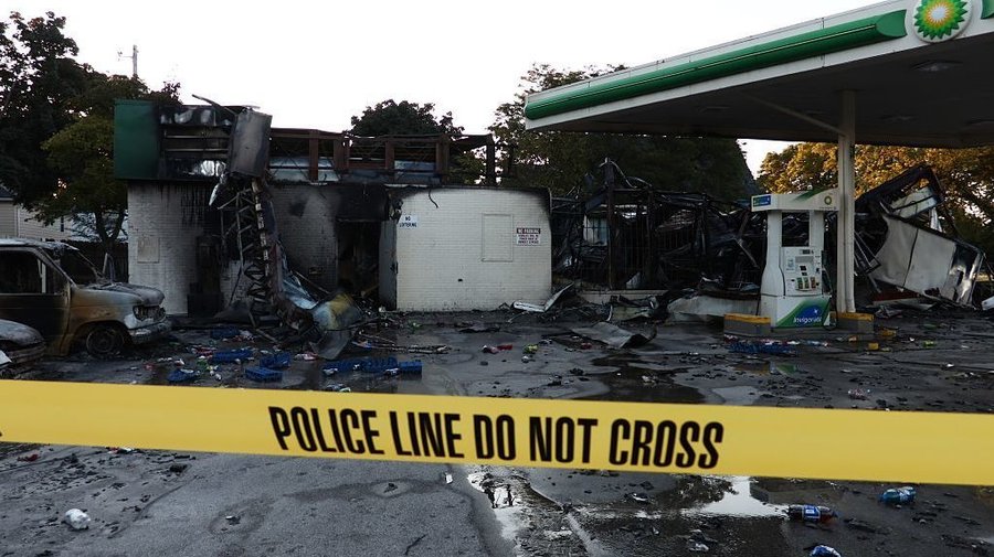 BP gas station that was burned down in the riot
