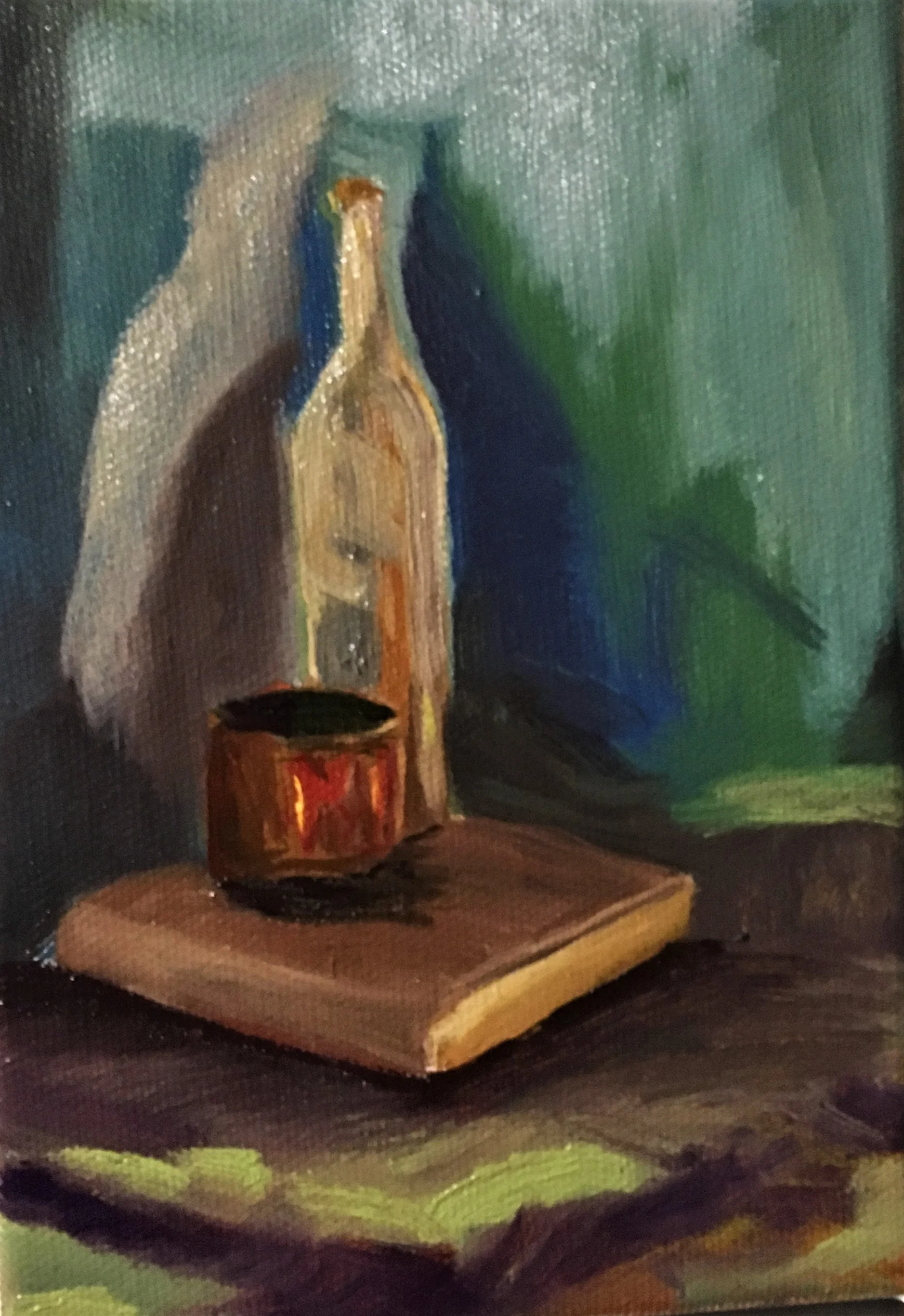 Still Life with Vino Collapso, Cup and Book, 2018,