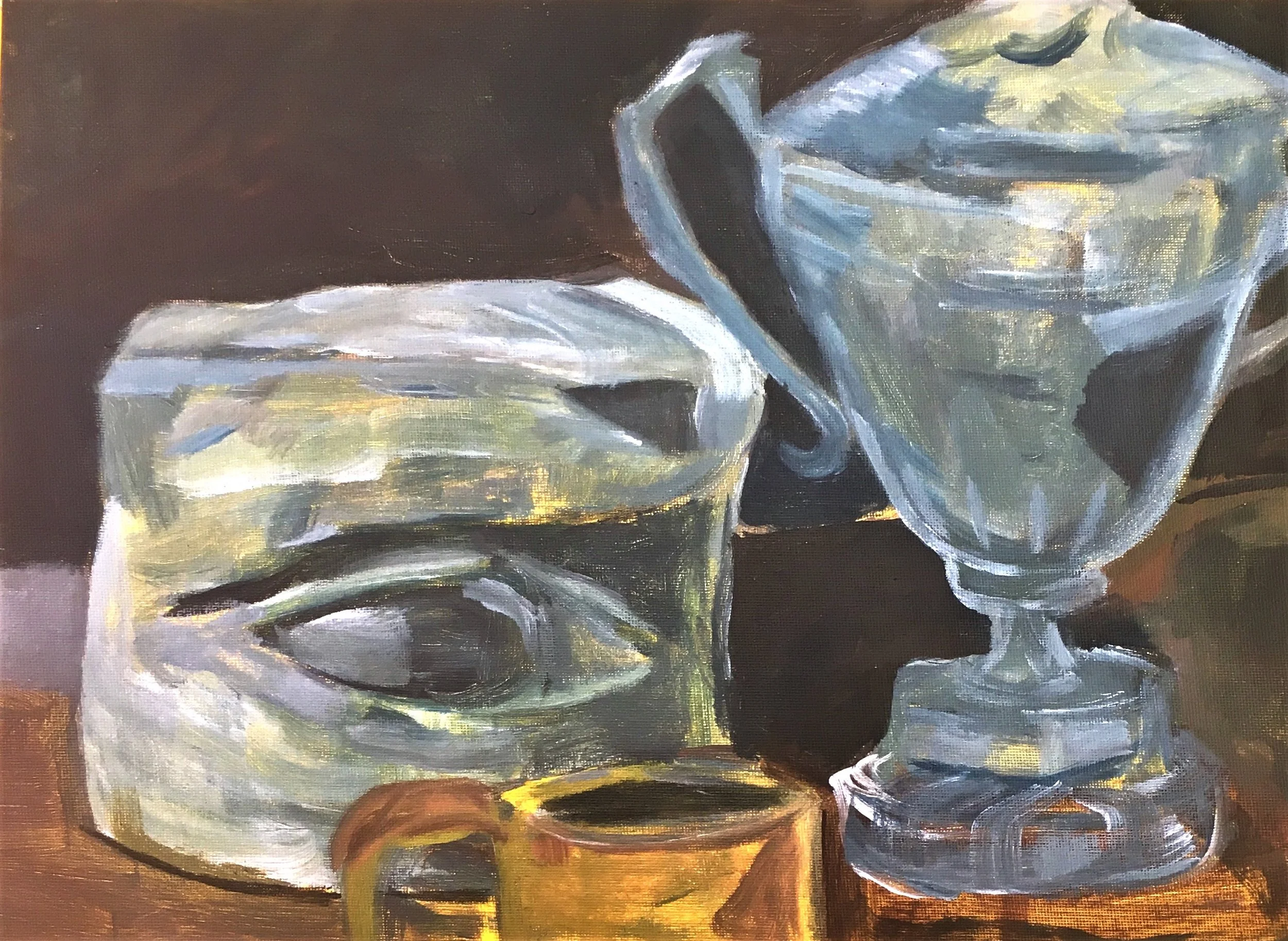 Still Life with Plastic Cup, Plastic Trophy and Plaster Eye, 2018