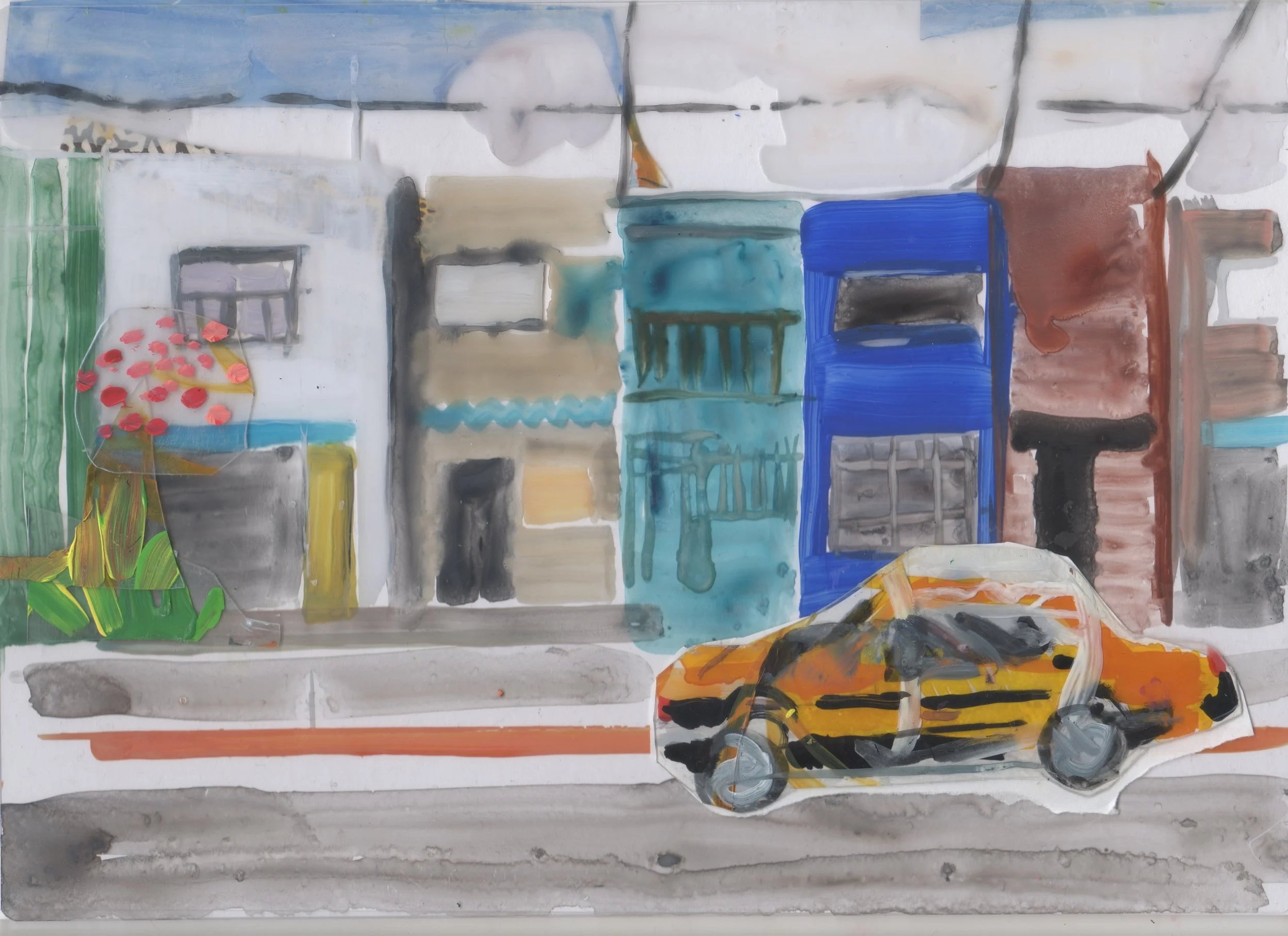 Genevieve Harnett, Gamagori taxi with cobalt house, 2017