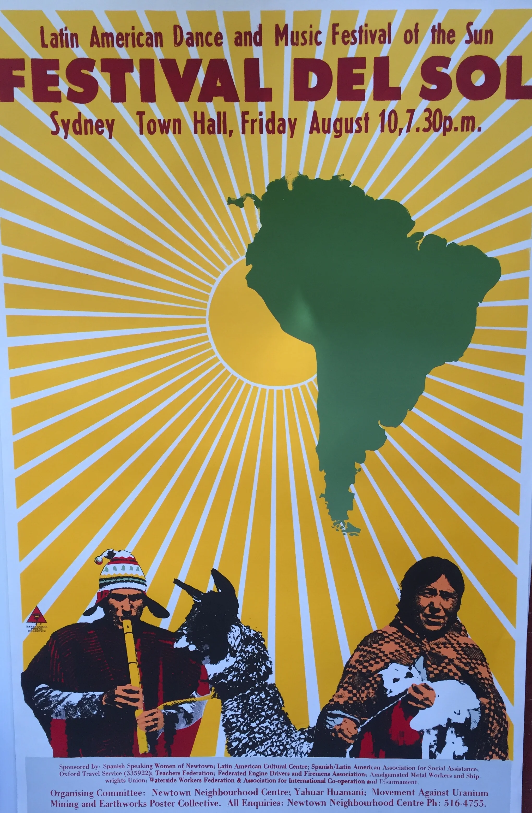 Festival de Sol, designed printed by Earthworks Poster Collective, 1979