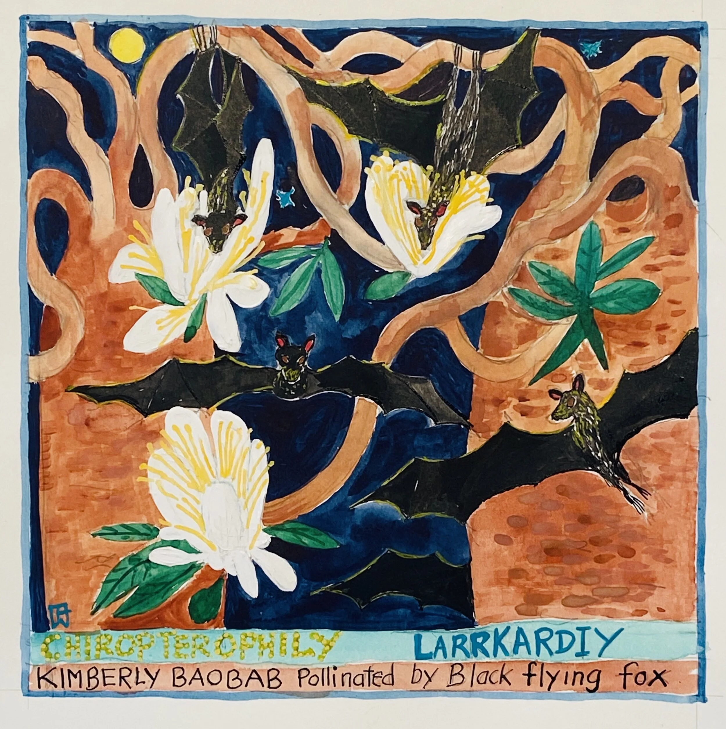 Chiropterophily (Bats in Baobab trees at night), Toni Warburton, 2020 