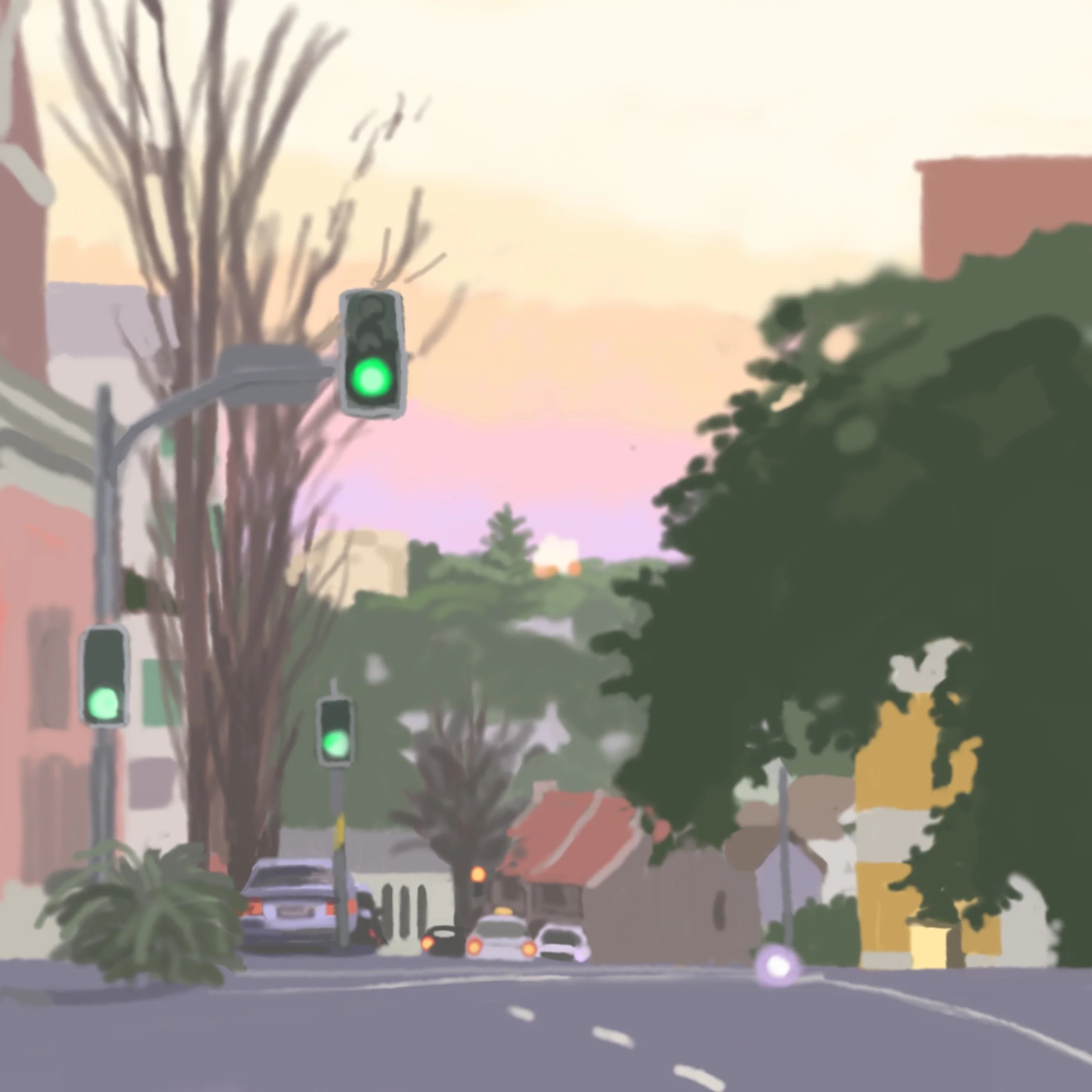  Darlinghurst Dusk, 2022  Ipad digital drawing, printed on archival cotton rag paper Ed of 10 42x49cm (image size), 55x42cm (framed size) Price:  $450.00 unframed, $550.00 framed    