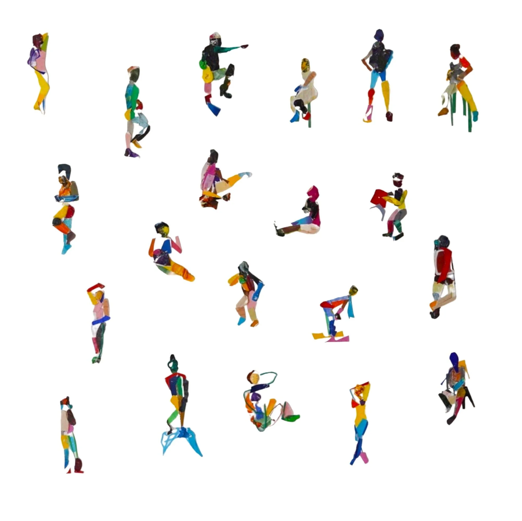  Paint palette figures, study 2, 2023 acrylic and collage on canvas board, 79cm x 79cm  SOLD price:  $1,500.00 (framed)  