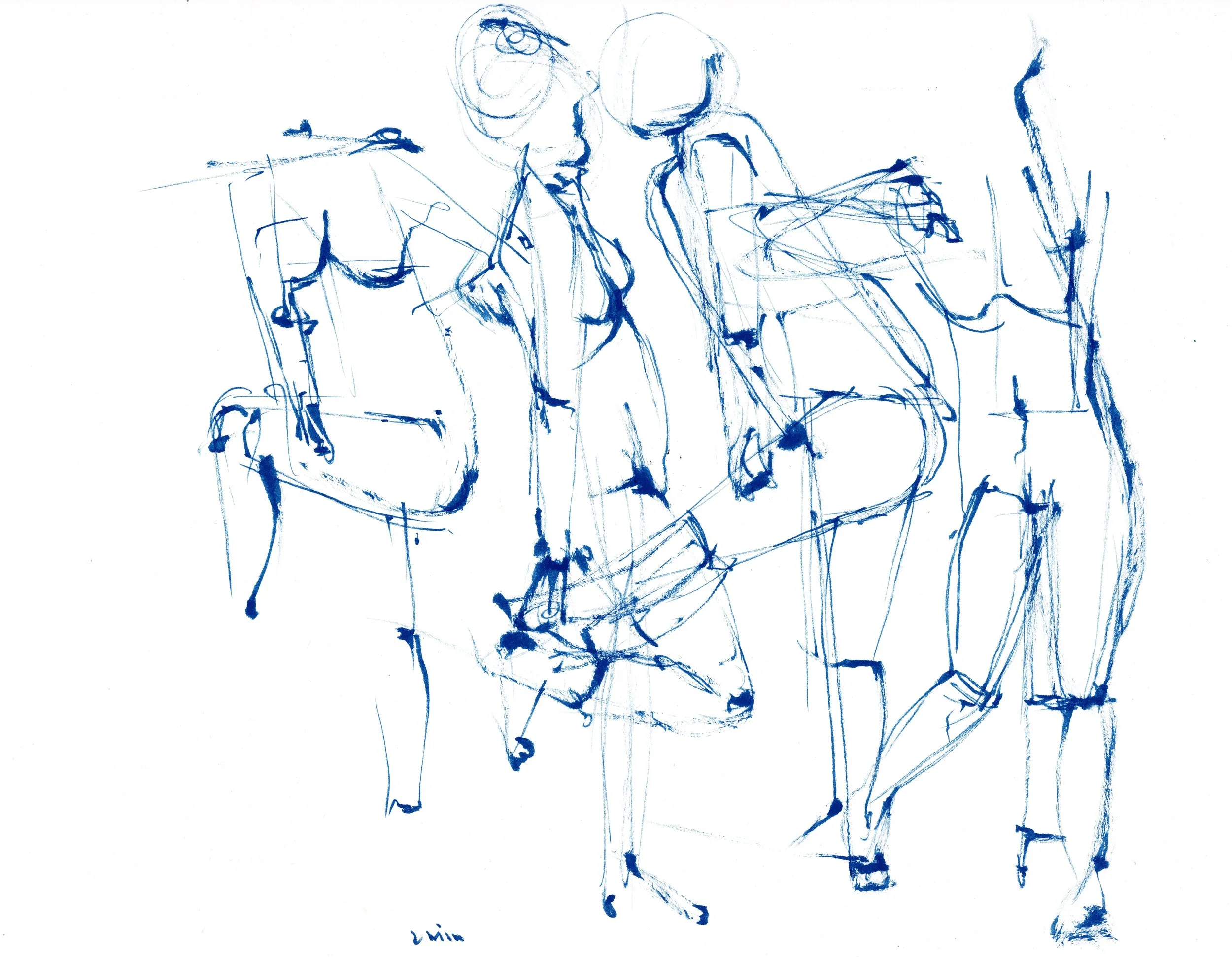 Stretching female nudes, 2022 pen on paper, 46cm x 38cm price: $575.00 (framed)
