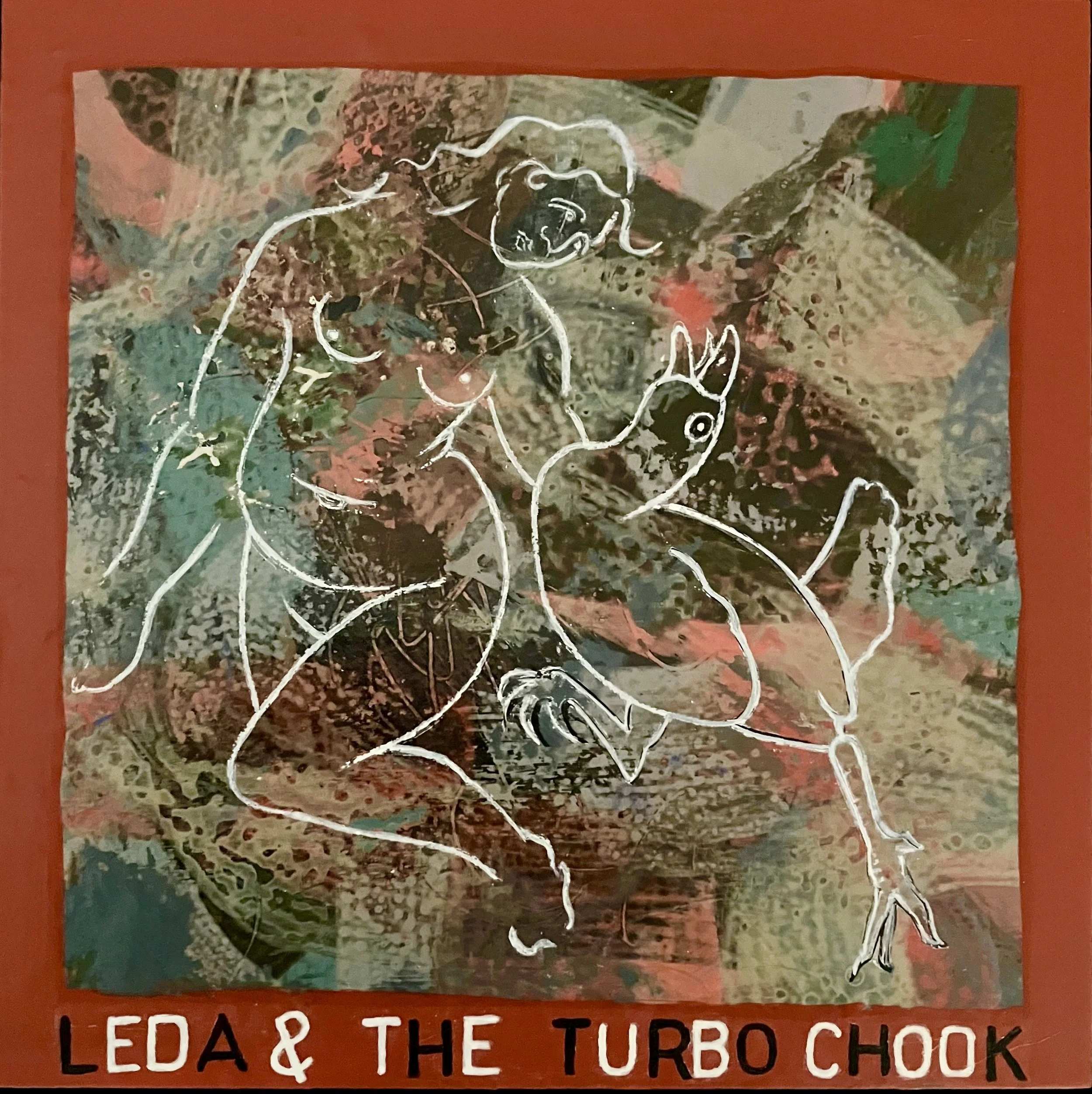  "Leda &amp; The Turbo Chook",2024, acrylic on aluminium, 20 x 20 cm  SOLD price:&nbsp; $550.00 