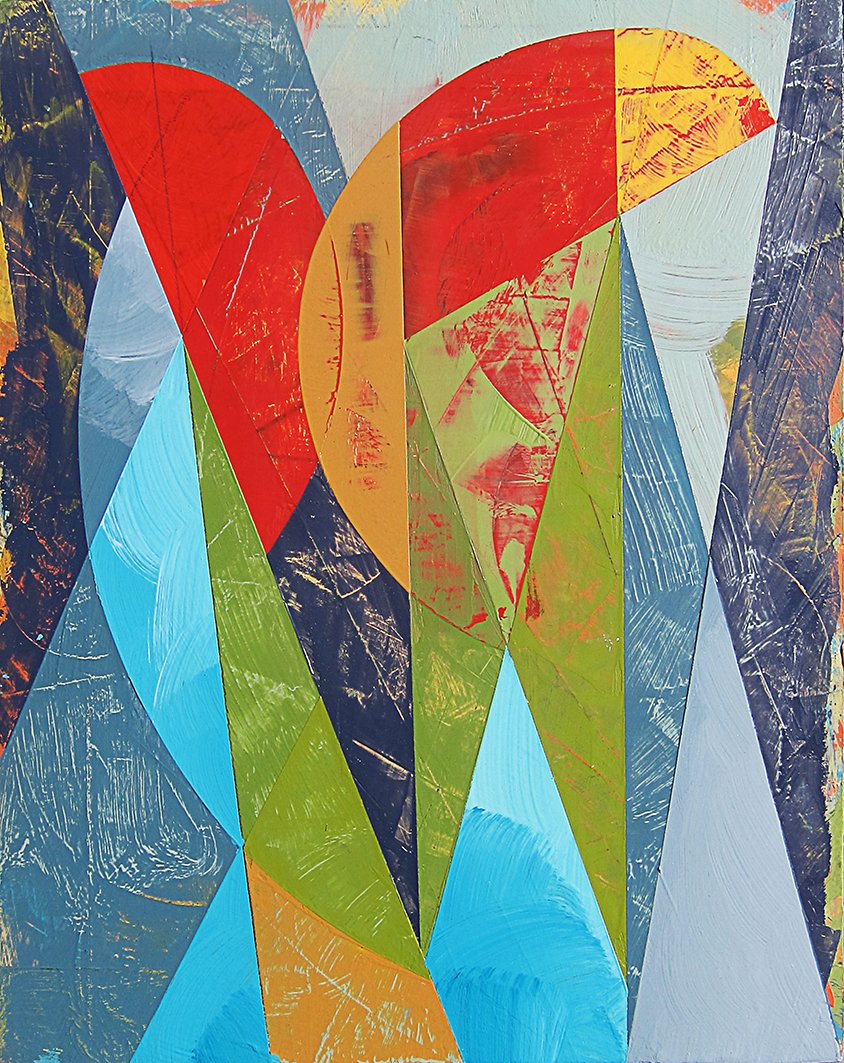 Parrots I, 2025, oil and enamel on board, 34 x 27cm price: $600.00