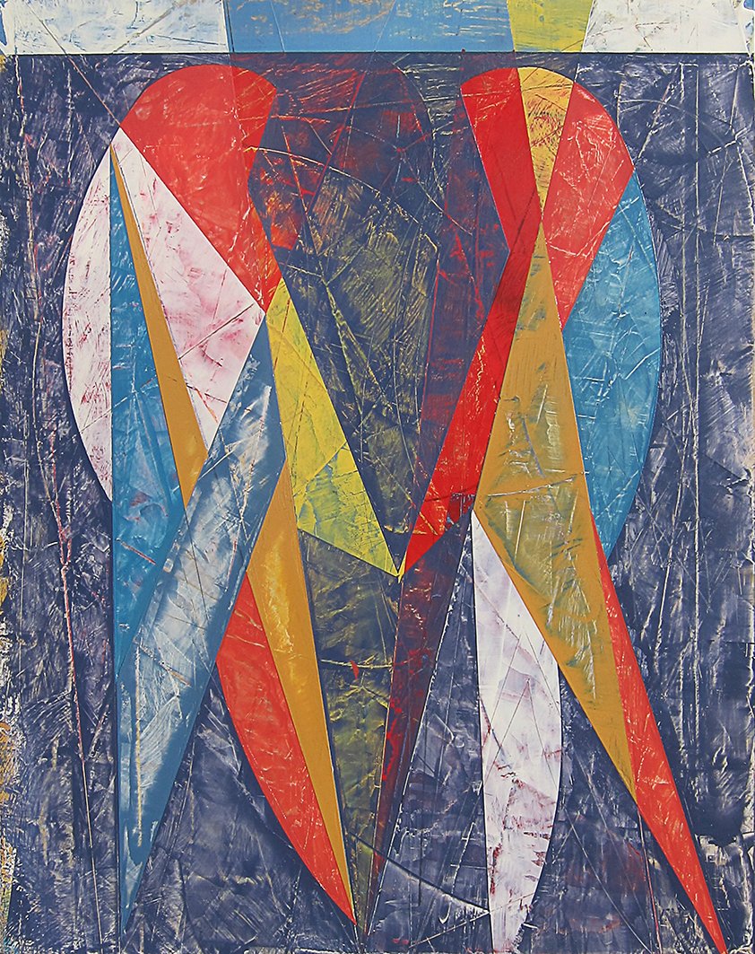 Rosellas, 2025, oil and enamel on board, 48 x 38cm price: $900.00