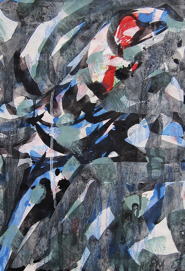 Parrot I, 2023, pigment and binder on paper, 41 x 28cm price: $450.00 framed