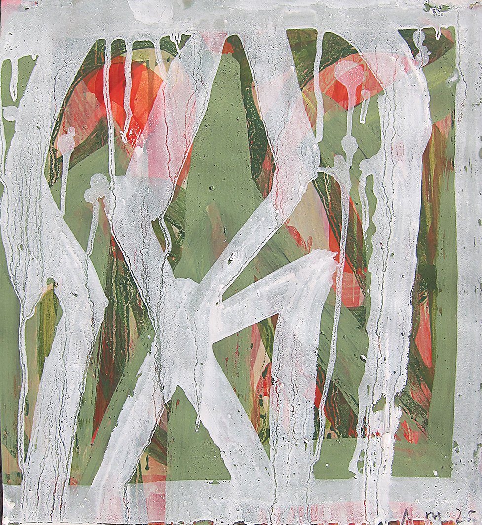 Garden Birds IV, 2025, pigment and binder on paper, 37 x 33cm  