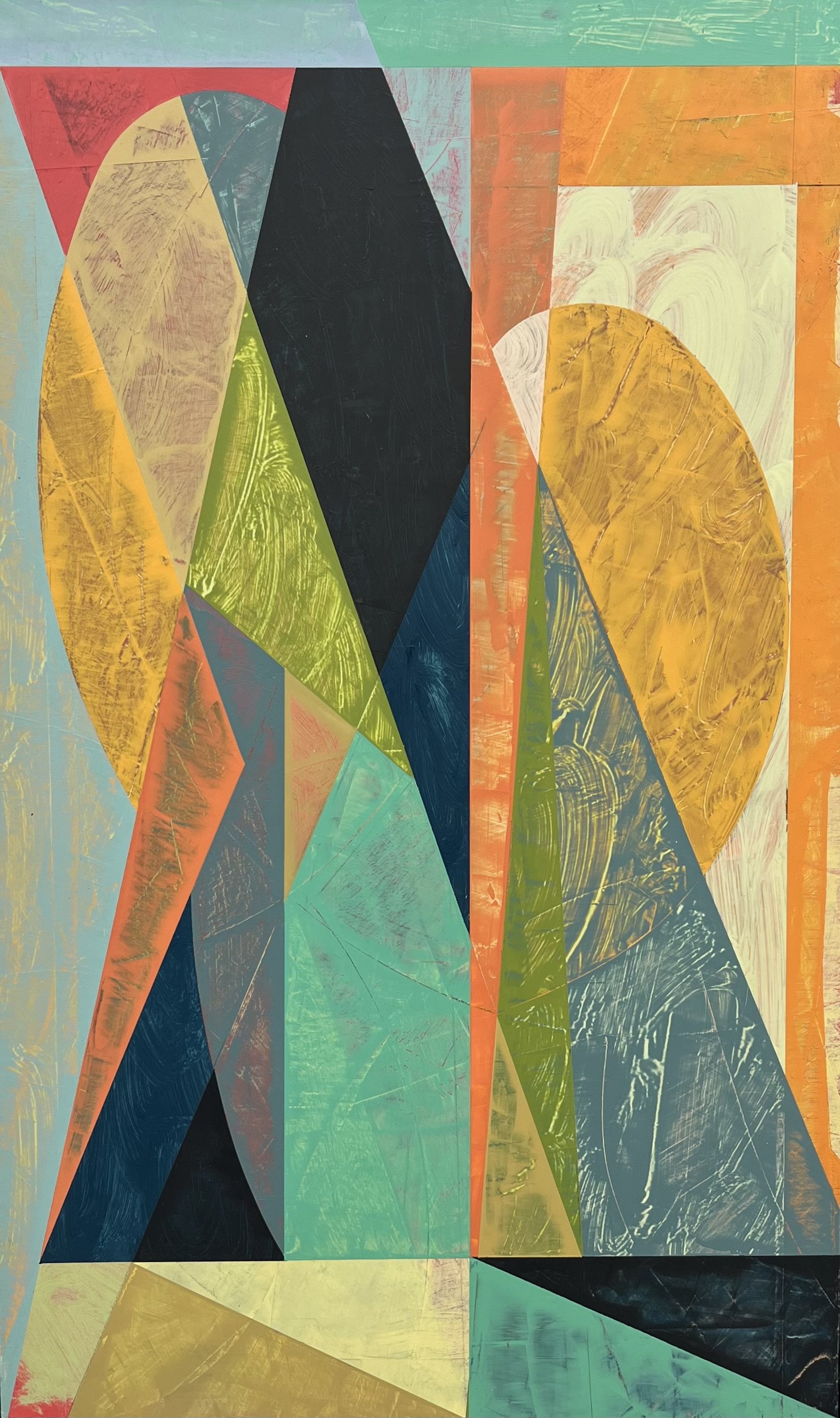 Parrots V, 2025, oil and enamel on board, artist made frame, 74 x 55cm framed size pr