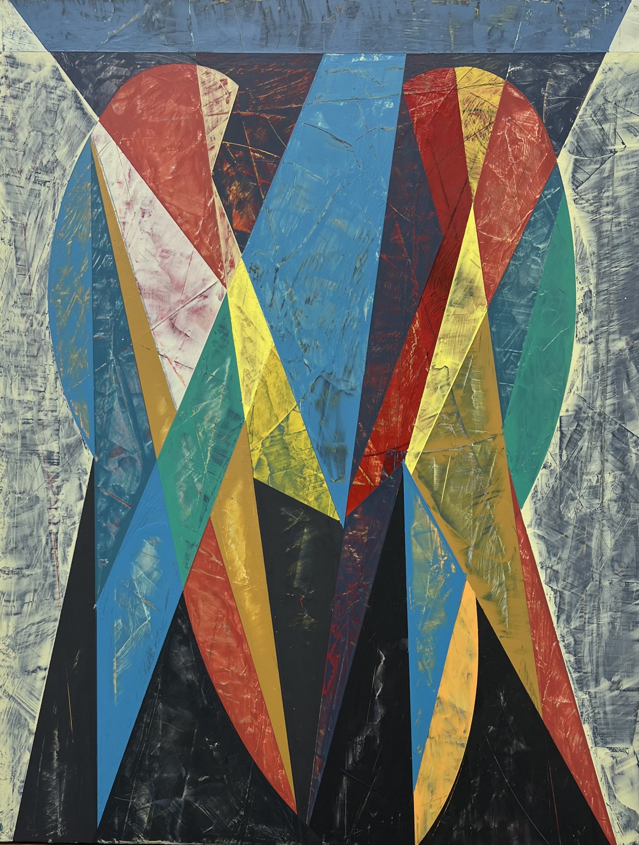 Rosellas, 2025, oil and enamel on board, 48 x 38cm  