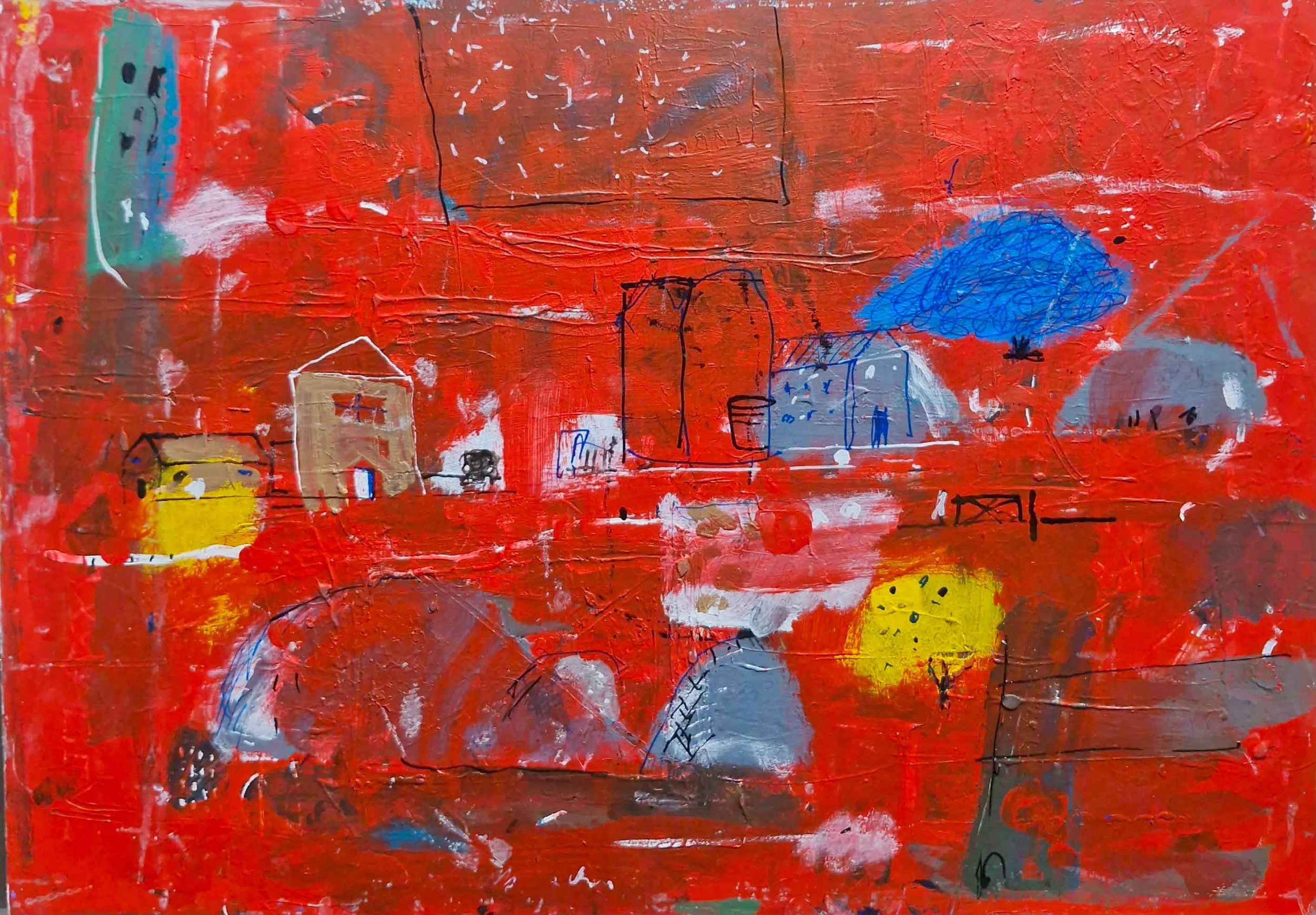 Outback Town, 2025, acrylic on board 42 x 59.5cm price: $850.00