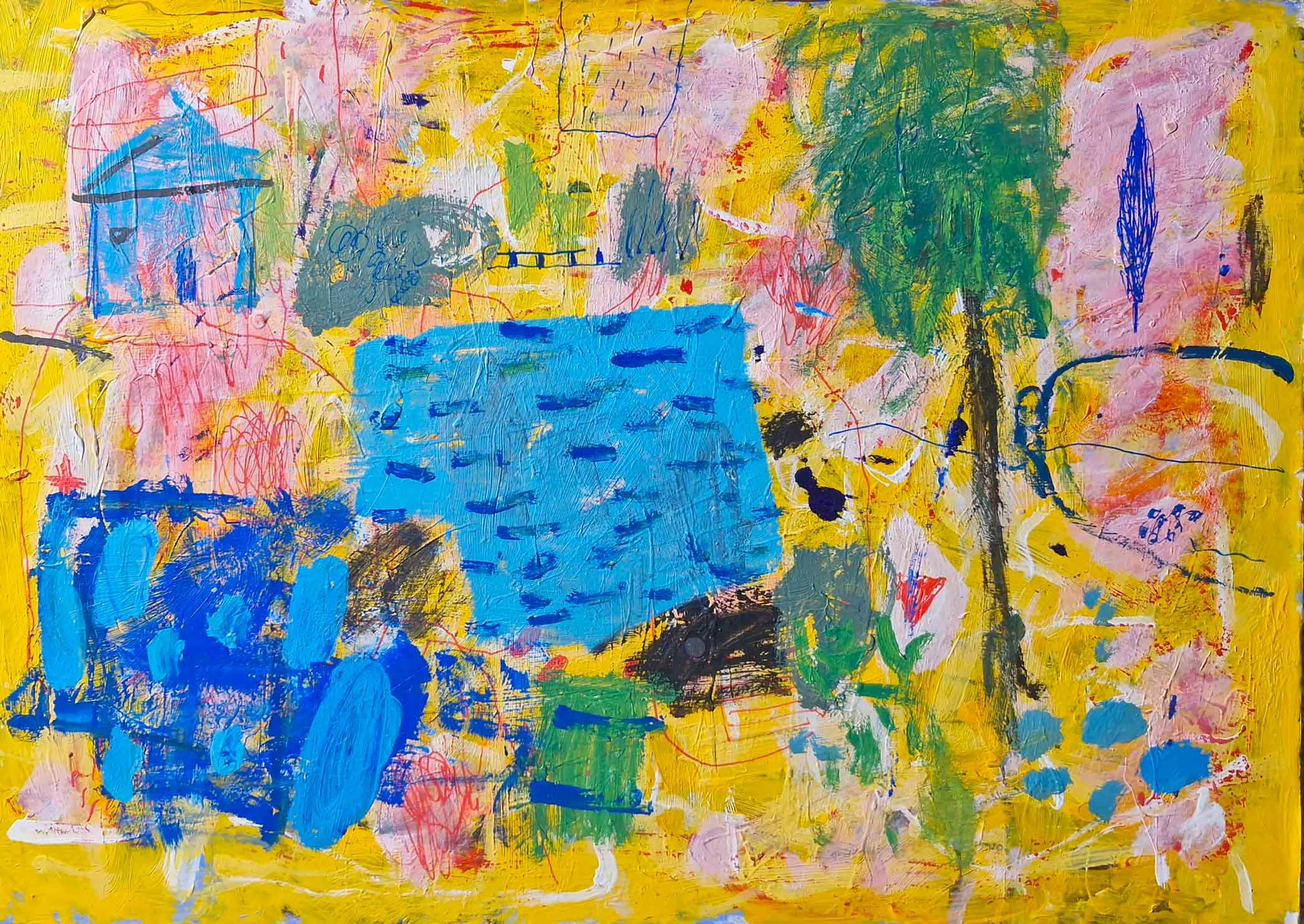 Blue Pond, 2025, acrylic on board, 42 x 59.5cm price: $850.00 