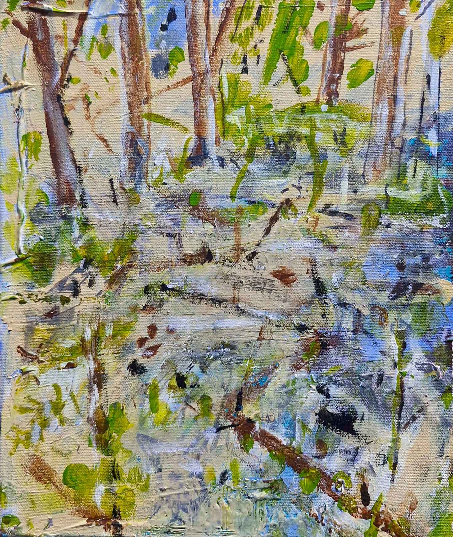 Cooper Park - dog, 2025, acrylic on canvas, 30.0 x 25.5cm price: $500.00 