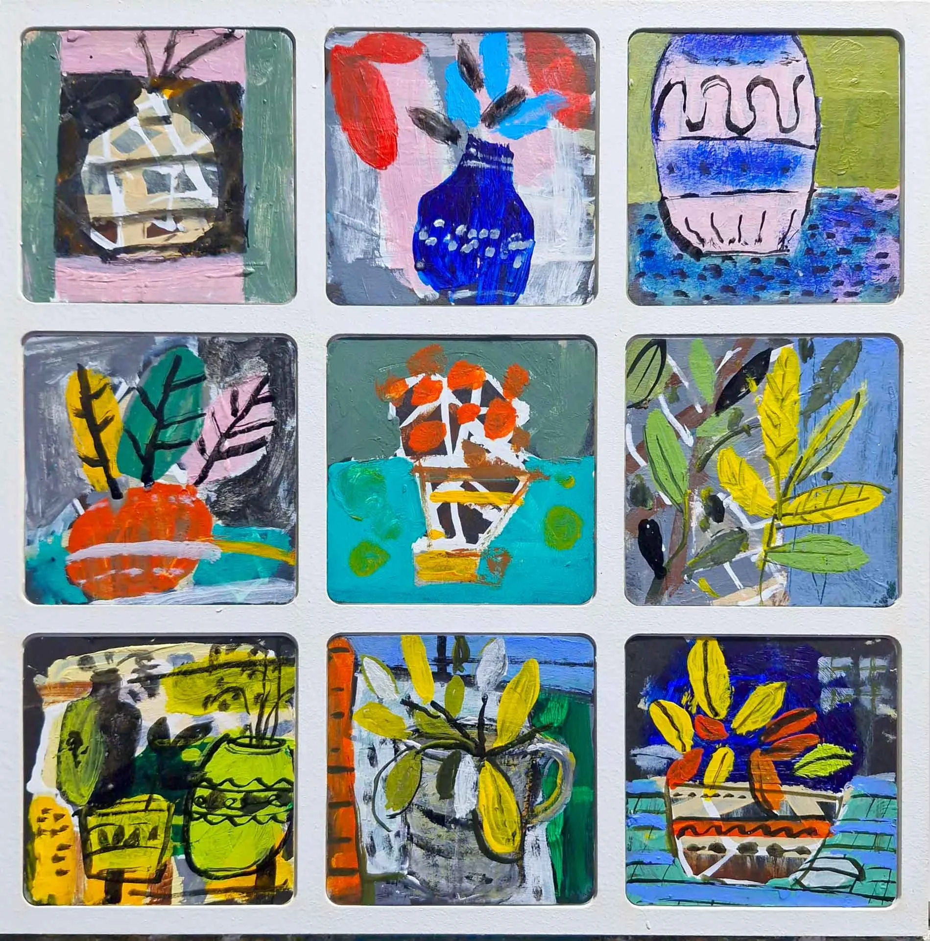 Pots & Plants, 2025, acrylic & ink on composite board, 33x 33.0cm from the ‘Dailies’ series price: $650.00 