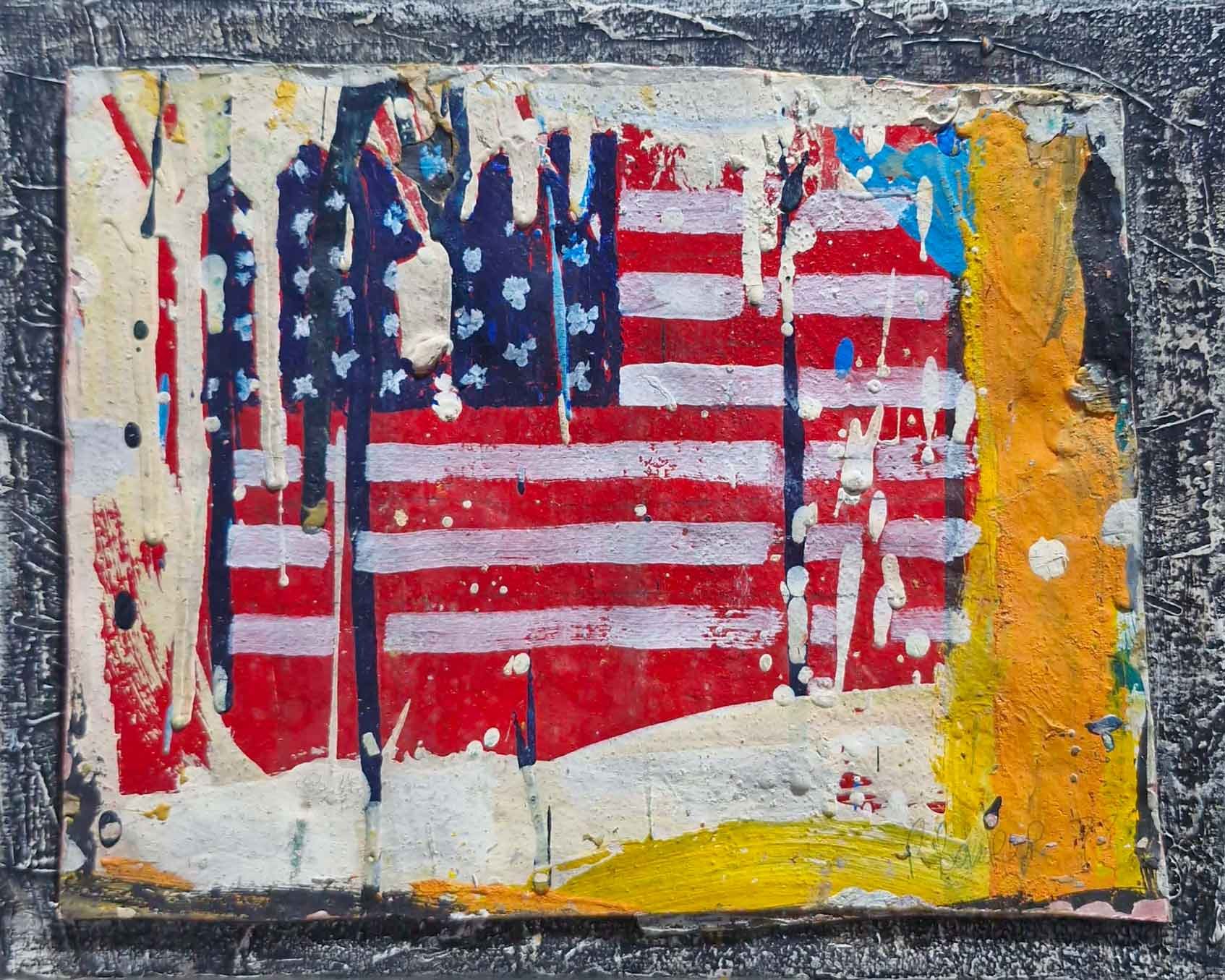 Flag, 2025, mixed media on board 30 x 24 cm price: $500.00