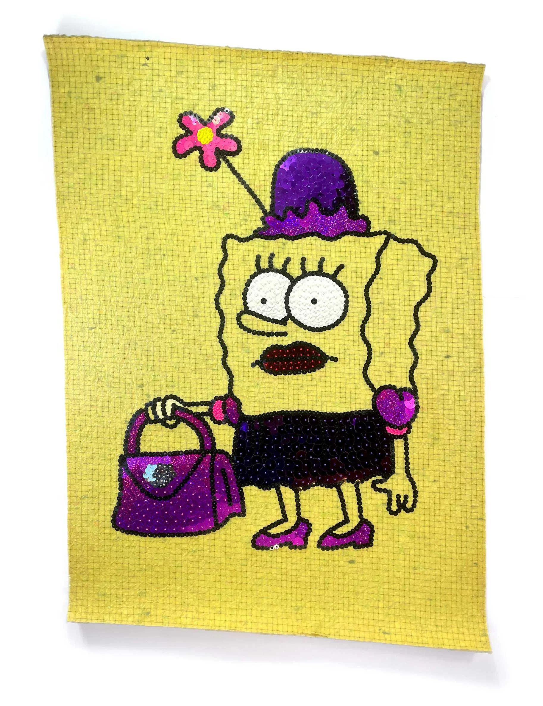 UnderlayBob, 2025, Carpet Underlay, Sequins, Japanese Glass beads, 60 x 40cm price: $750.00