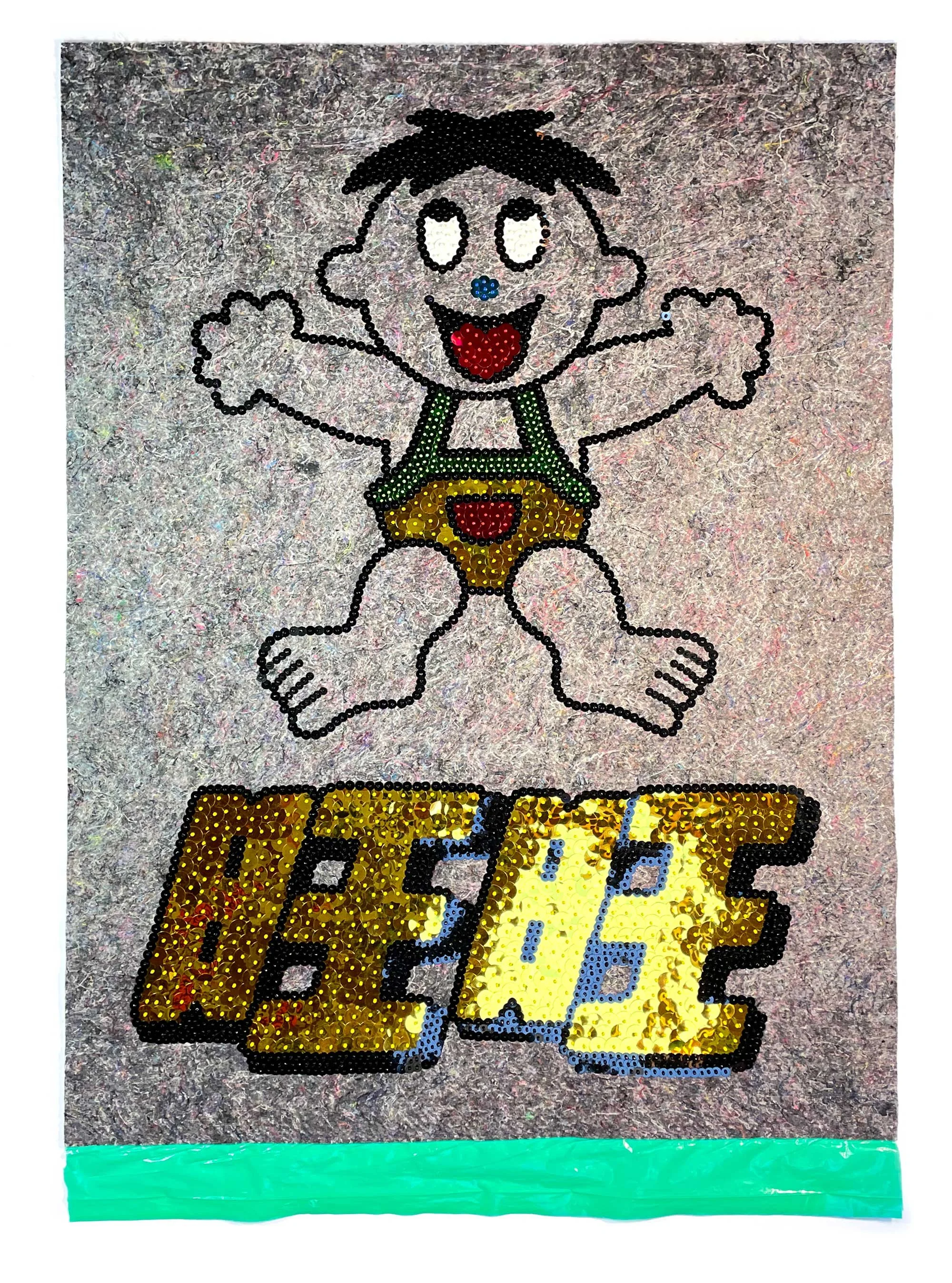 UnderlayWantWant, 2025, Carpet Underlay, Sequins, Japanese Glass beads, 110 x 80cm price: $1,350.00