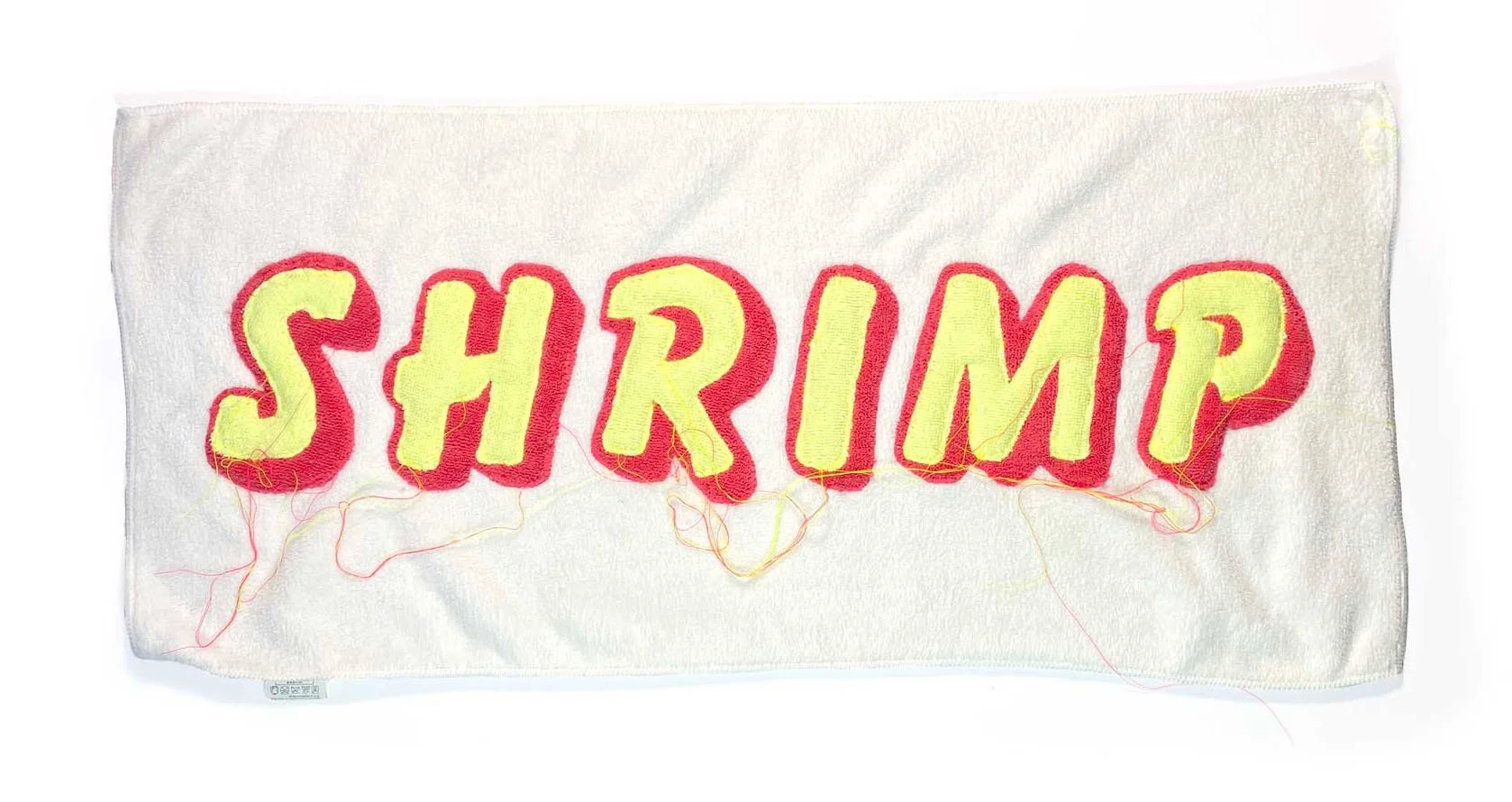 ShrimpTowel, 2025, Towel, Felt, Sequins, Japanese Glass beads, 36 x 75cm price: $400.00