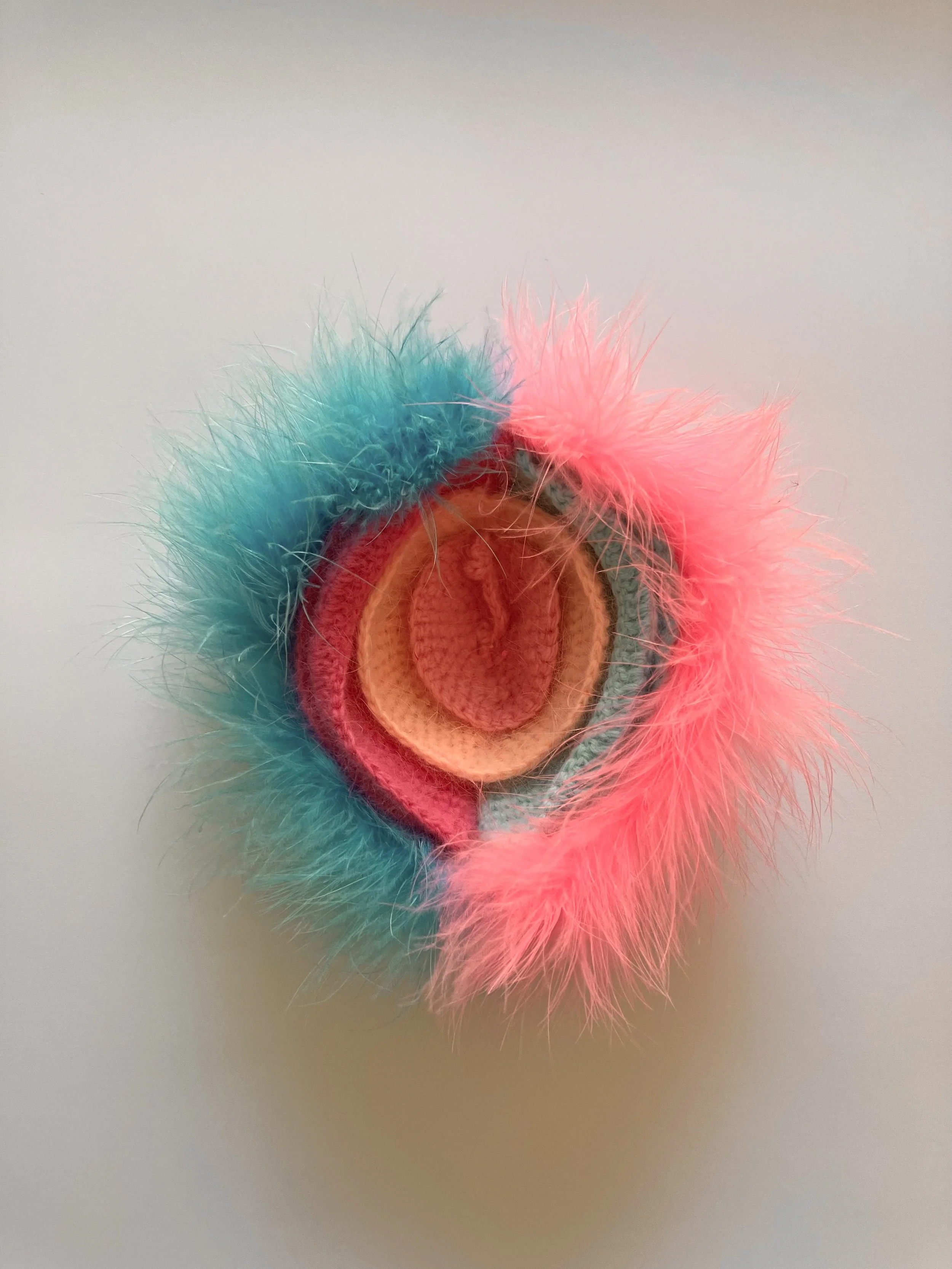The Big Reveal II, 2025, crochet sculpture, 21 × 19 × 8cm price: $475.00
