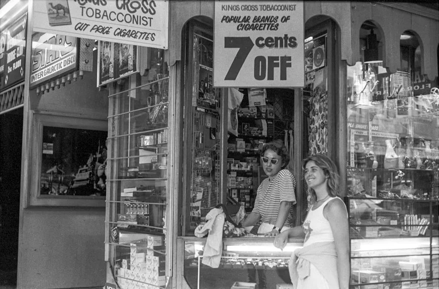 The Box with Anne and Edith, Darlinghurst Rd, 1978, Ilford Textured Cotton Rag, 310gms, 38.5 x 27cms image size, ed. of 5 price: $550.00 u/f, $780.00 framed