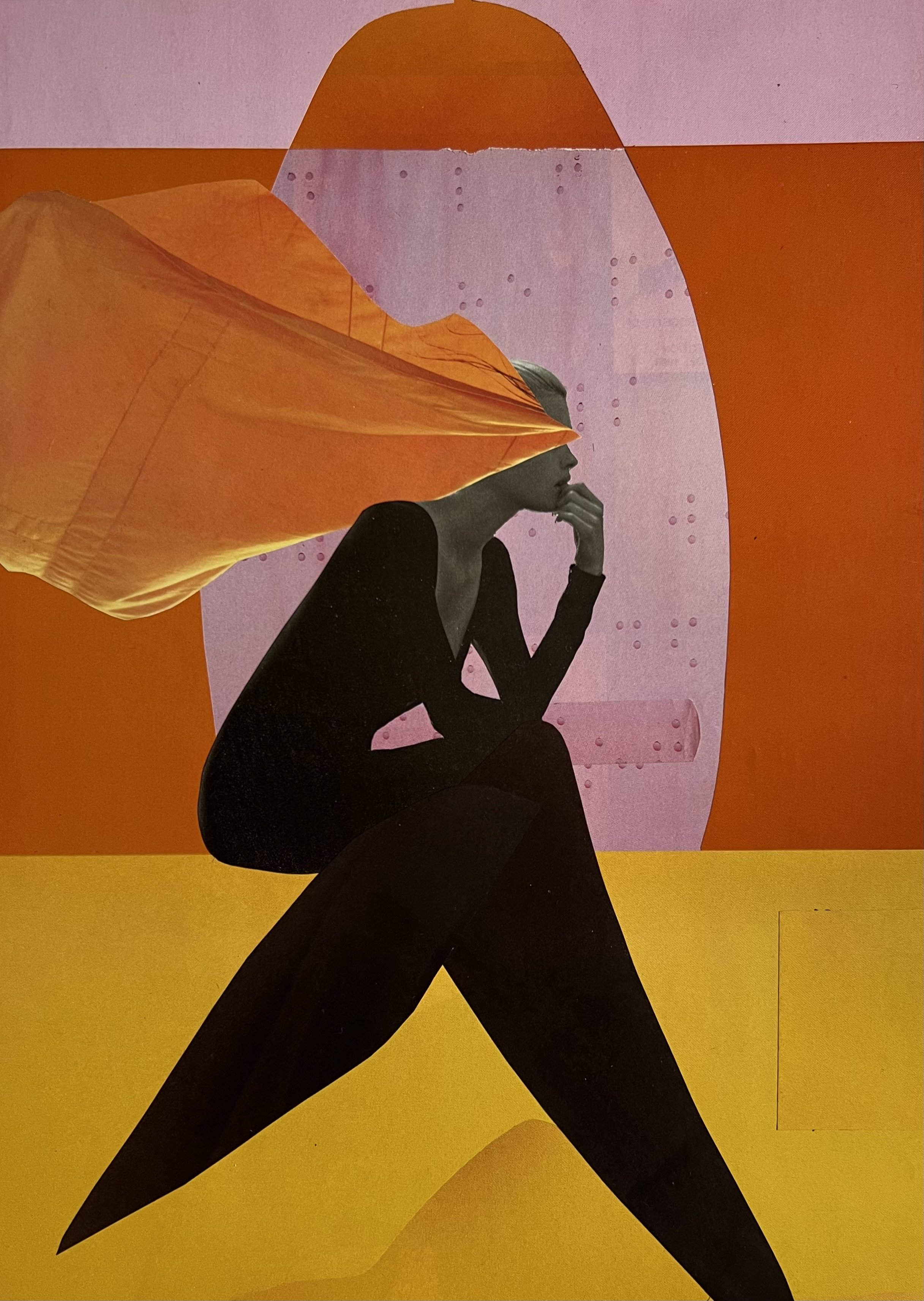  When the chrysalis dreams,&nbsp;2025, collage, recycled magazine paper on archival&nbsp;art&nbsp;board, 420mm x 297mm framed&nbsp;   price:&nbsp; $585.00 