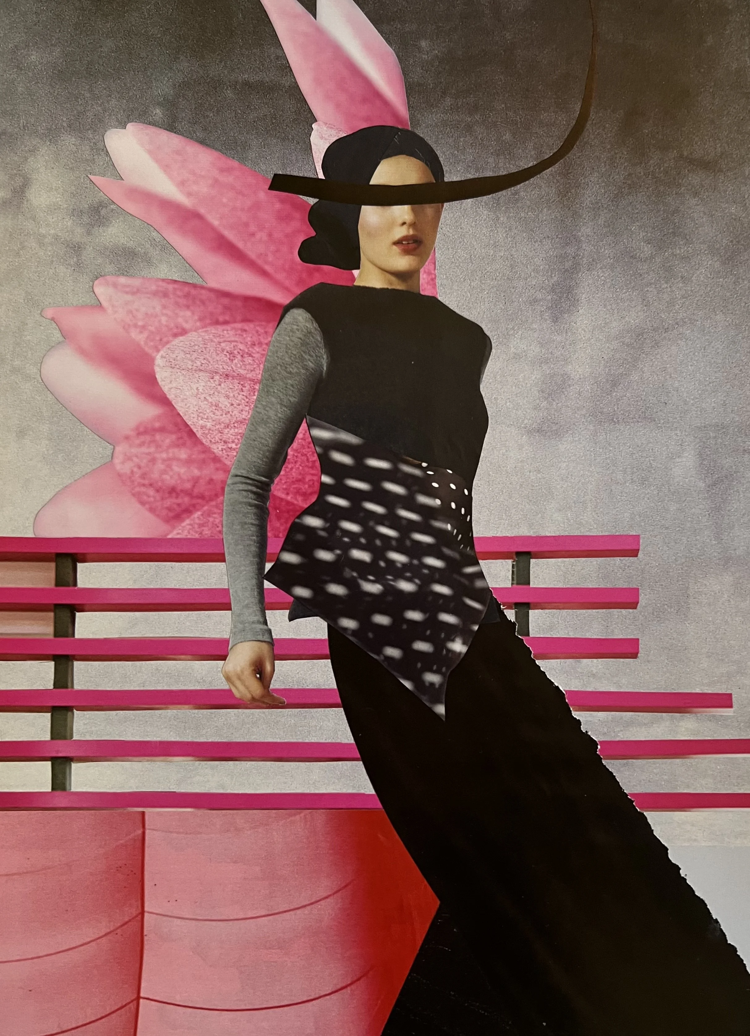  Daydreaming at dusk, 2025, collage, recycled magazine paper on archival&nbsp;art&nbsp;board, 420mm x 297mm framed   price:&nbsp; $585.00 