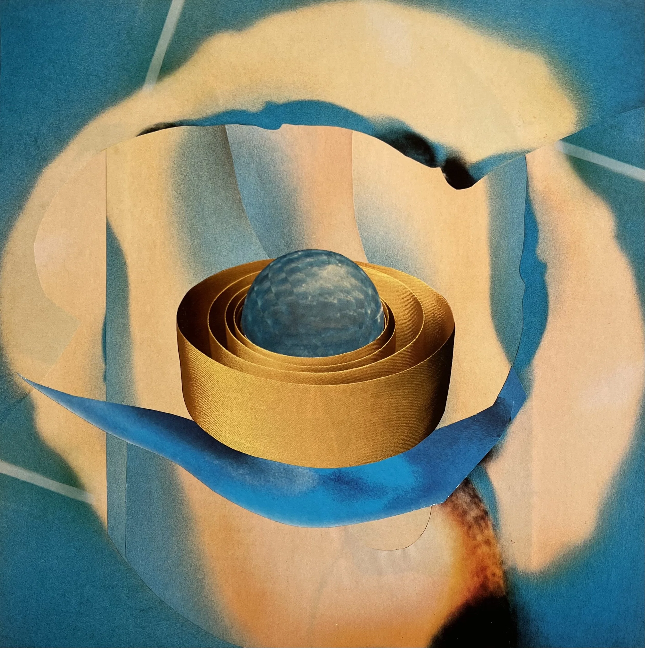  Embrace, 2025, collage, recycled magazine paper on archival&nbsp;art&nbsp;board, 400mm x 400mm framed   price:&nbsp; $660.00 