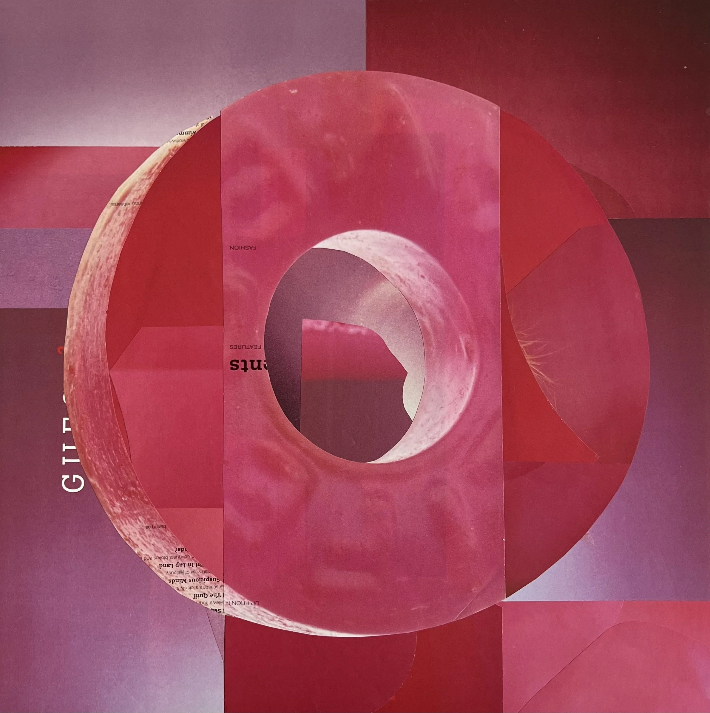  Climb every mountain, 2025, collage, recycled magazine paper on archival&nbsp;art&nbsp;board, 500mm x 500mm framed   price:&nbsp; $735.00 