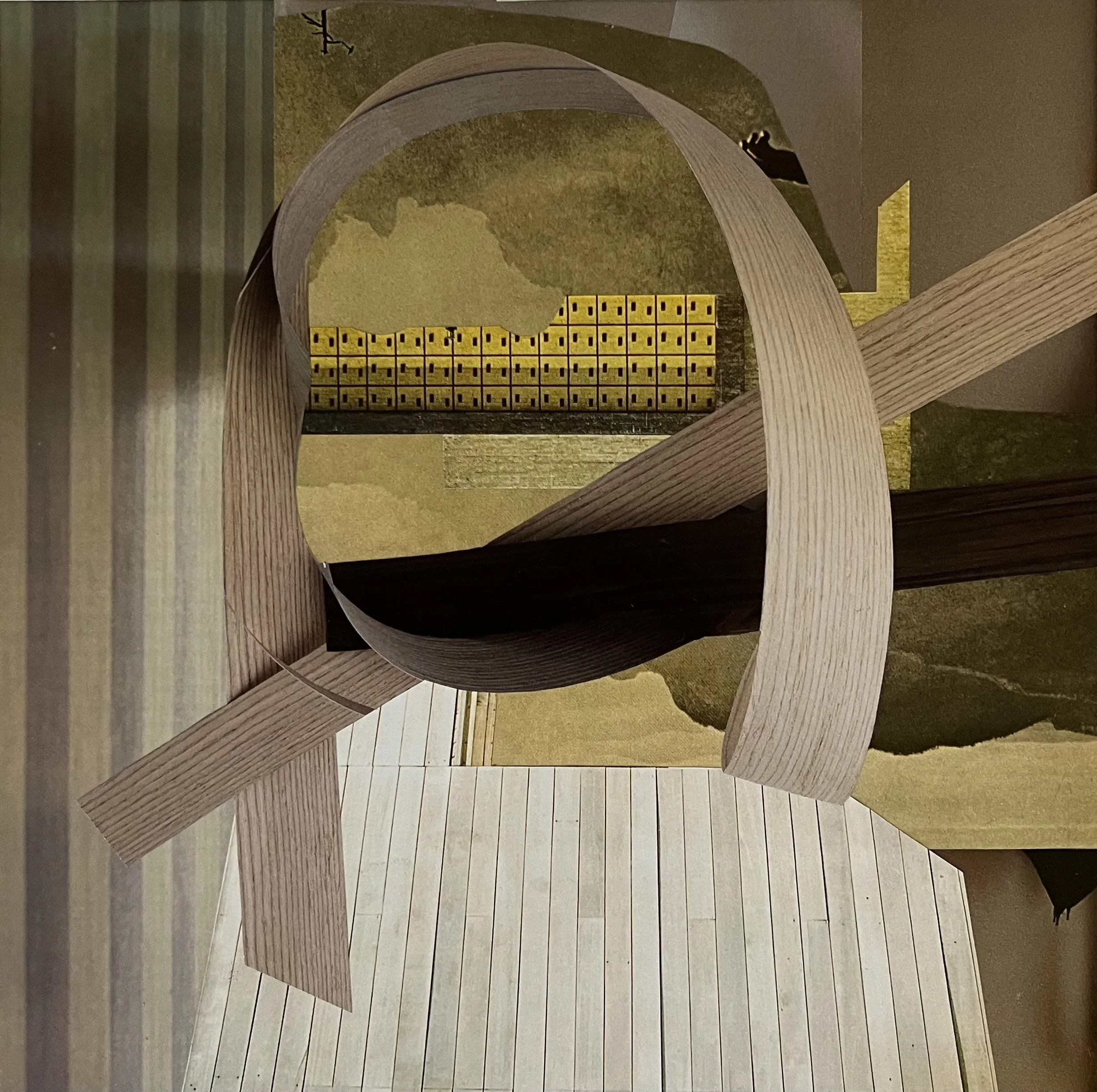  Always brighter on the horizon, 2023, collage, recycled magazine paper on archival&nbsp;art&nbsp;board, 400mm x 400mm framed   price:&nbsp; $660.00 