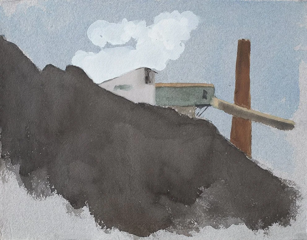  Port Kembla I, 2025, watercolour on Moulin de Larroque, handmade grey cotton rag, 25.5 x 33cm unframed, 40 x 48cm framed  price:&nbsp;$475.00 unframed.  $725.00 framed 