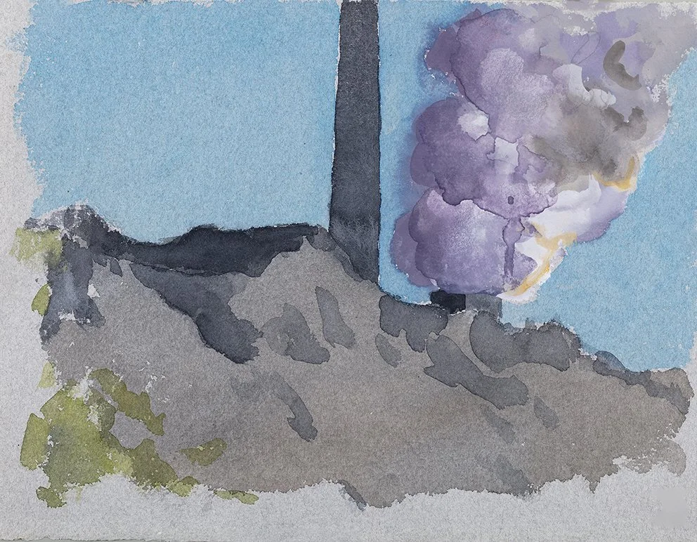  Port Kembla VII, 2025, watercolour on Moulin de Larroque, handmade grey cotton rag, 25.5 x 33cm unframed, 40 x 48cm framed  price:&nbsp;$475.00 unframed.  $725.00 framed 