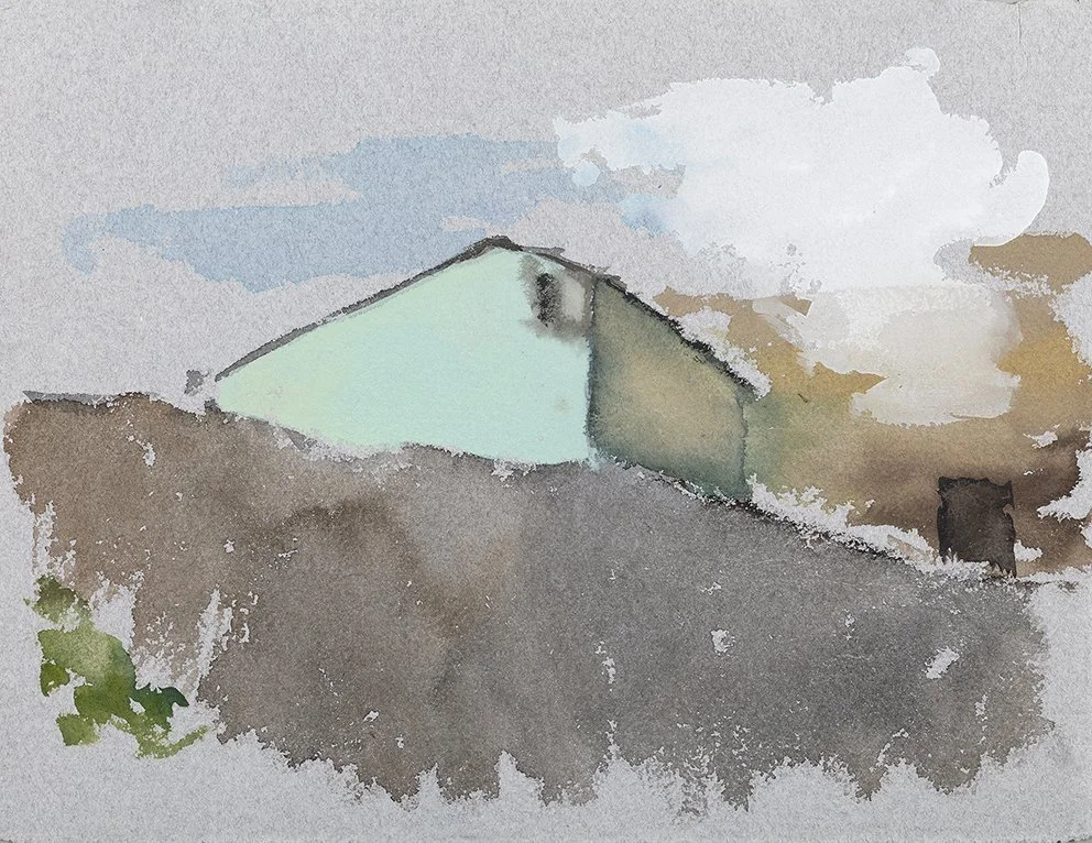  Port Kembla XIV, 2025, watercolour on Moulin de Larroque, handmade grey cotton rag, 25.5 x 33cm unframed, 40 x 48cm framed  price:&nbsp;$475.00 unframed.  $725.00 framed 
