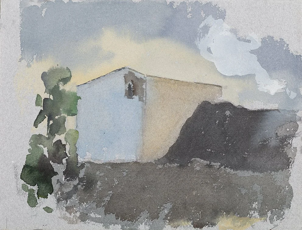  Port Kembla XV, 2025, watercolour on Moulin de Larroque, handmade grey cotton rag, 25.5 x 33cm unframed, 40 x 48cm framed  price:&nbsp;$475.00 unframed.  $725.00 framed 