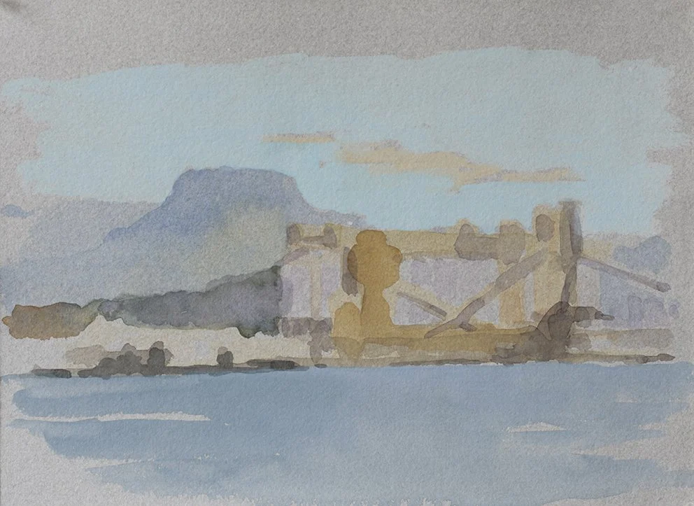 Port Kembla XXIII, 2025, watercolour on Moulin de Larroque, handmade grey cotton rag, 25.5 x 33cm unframed, 40 x 48cm framed  price:&nbsp;$475.00 unframed.  $725.00 framed 